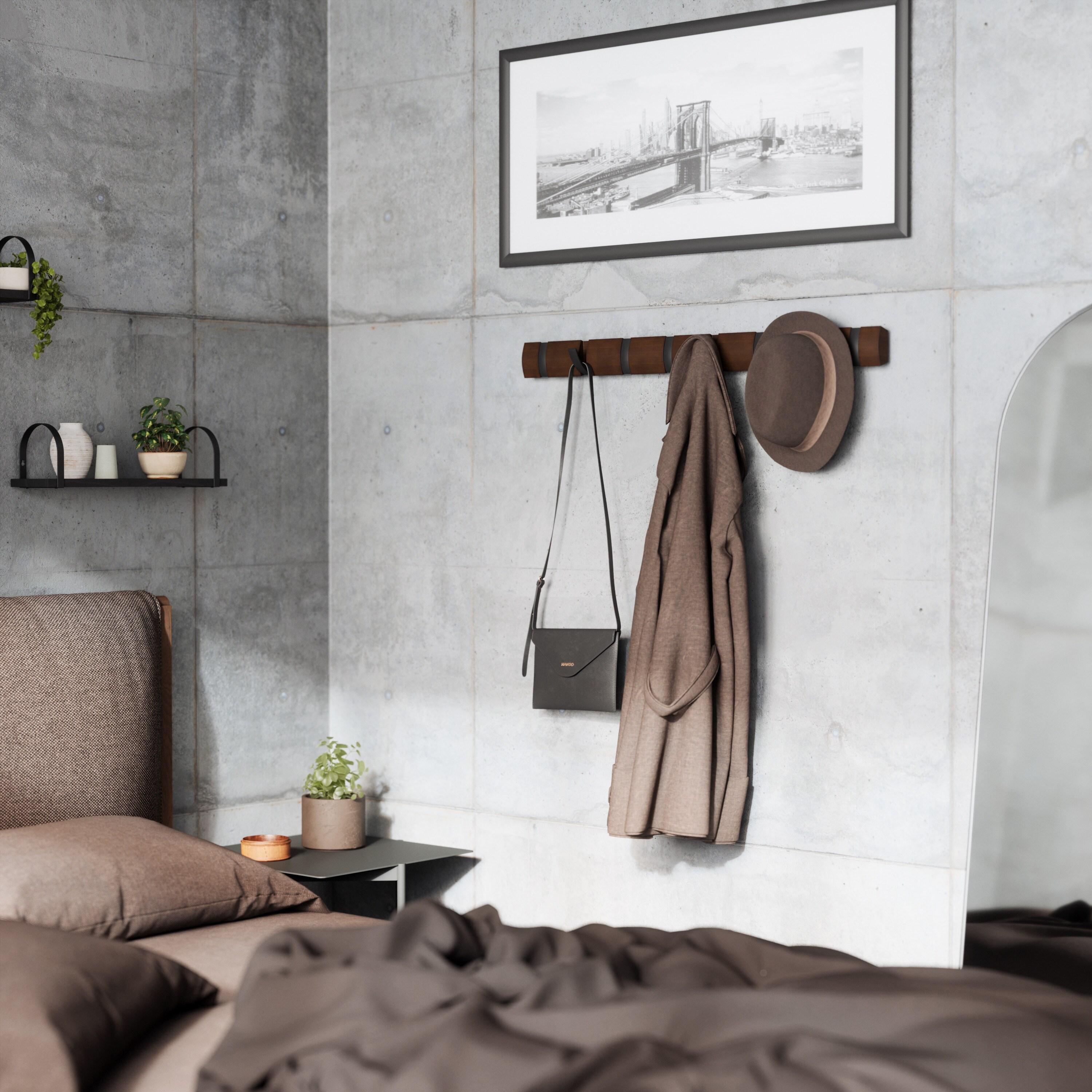 Umbra Flip Solid Wood Wall 8 - Hook Wall Mounted Coat Rack