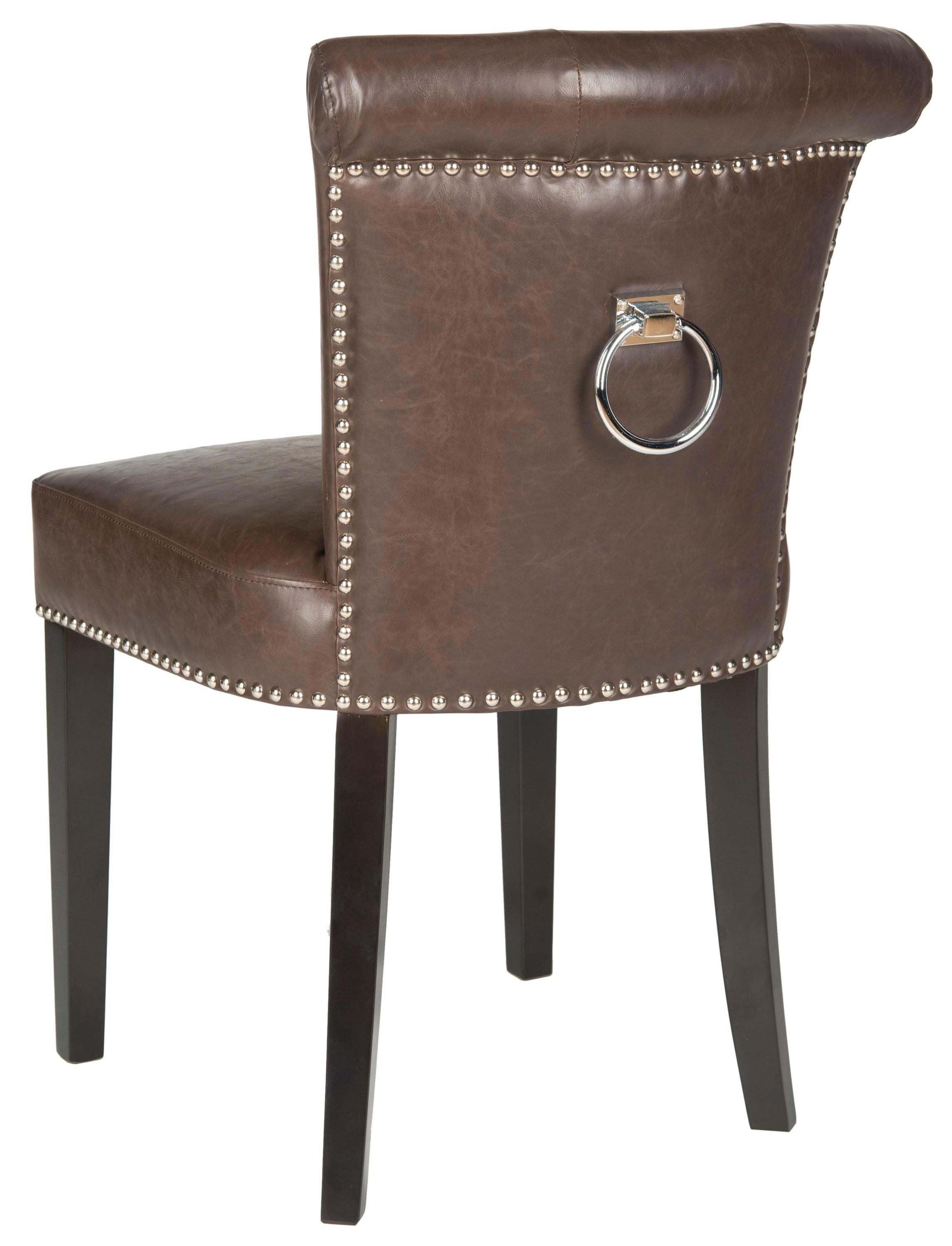 Sinclair 21''H Ring Chair (Set of 2) with Silver Nail Heads - Antique Brown - Safavieh