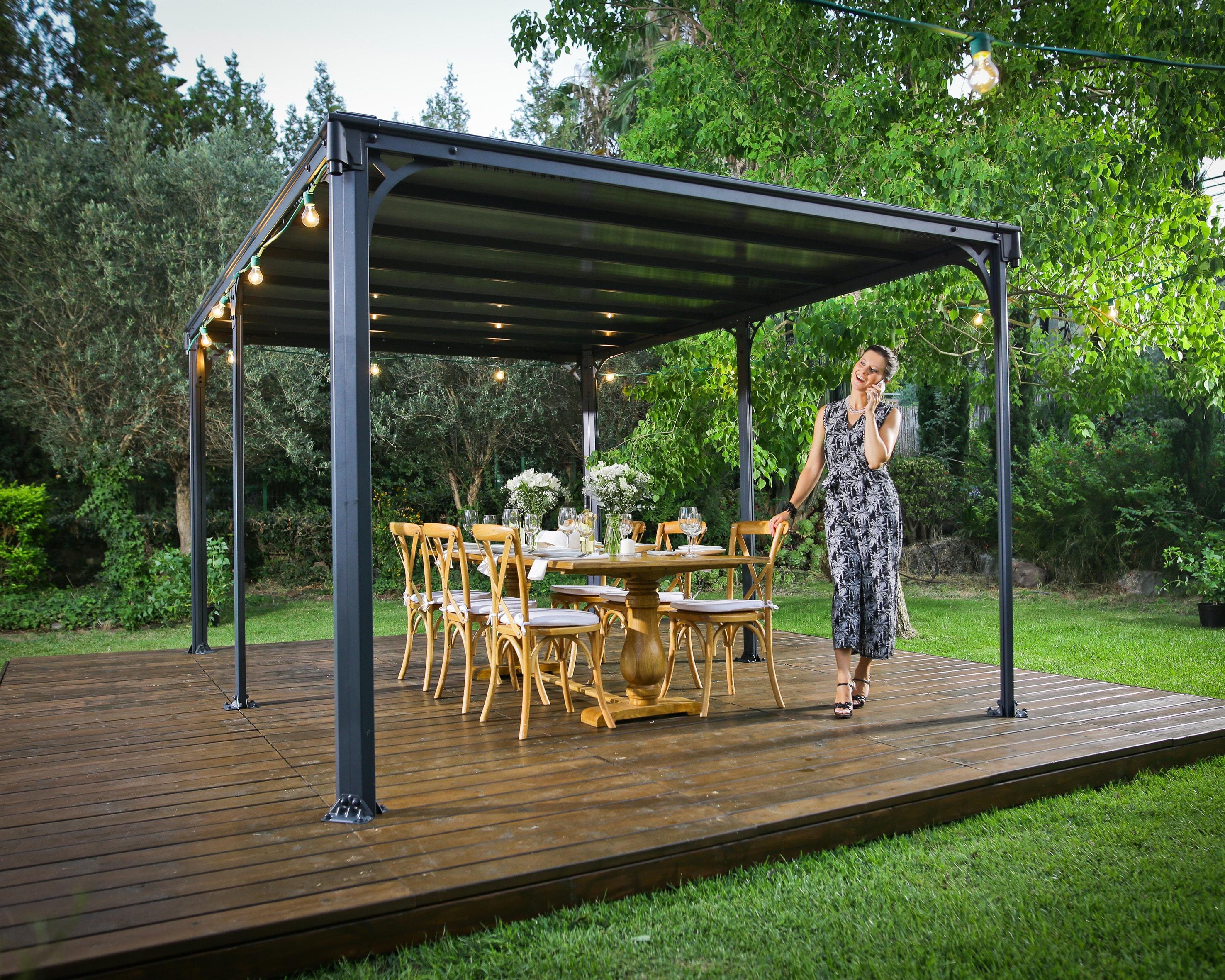 Palram - Canopia Milano 4300 10' x 14' Polycarbonate/Aluminum Gazebo - Gray/Bronze