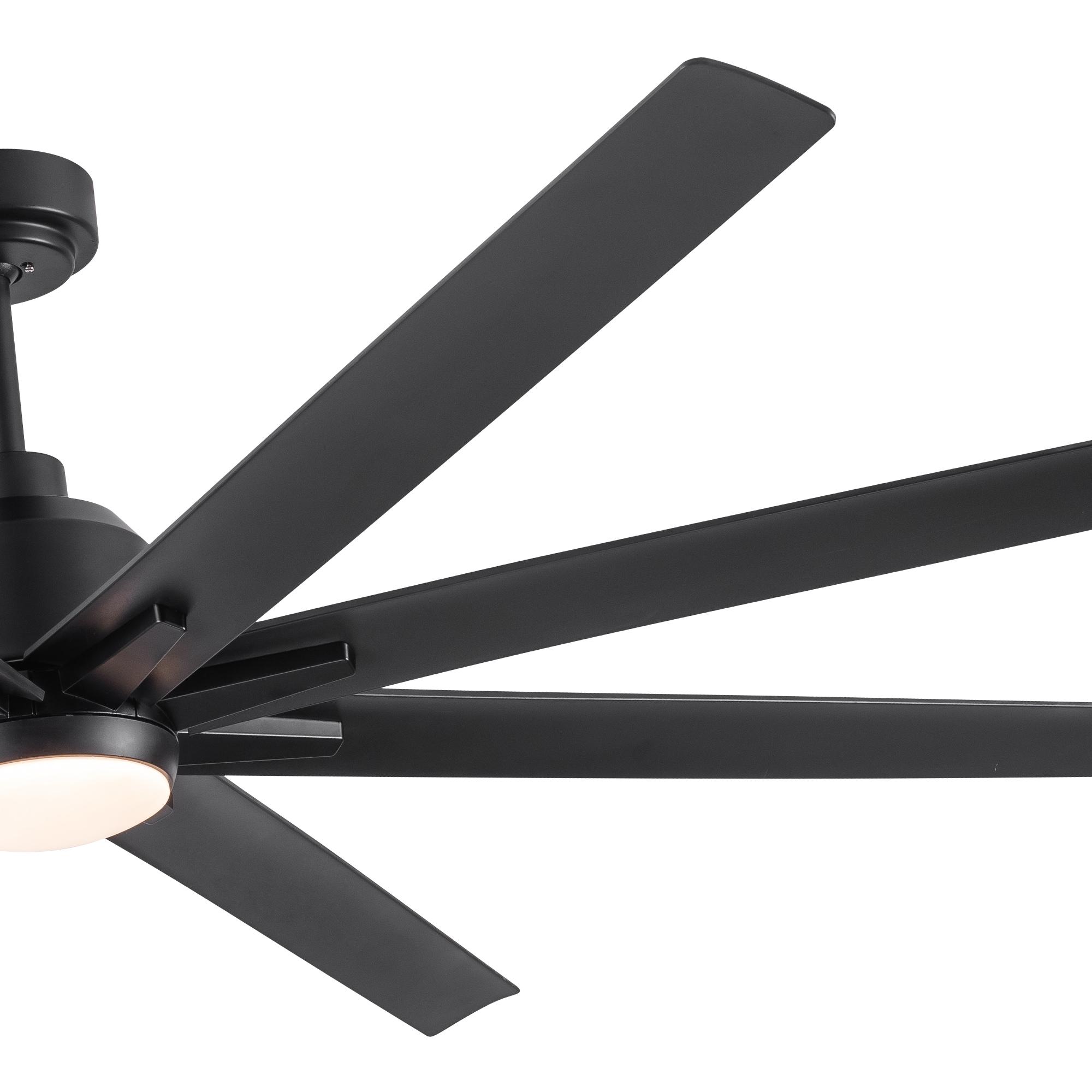 Wellspeed 72 in. Large Ceiling Fan with Integrated LED and 8 Blade, for Mordern Indoor/Outdoor, Black