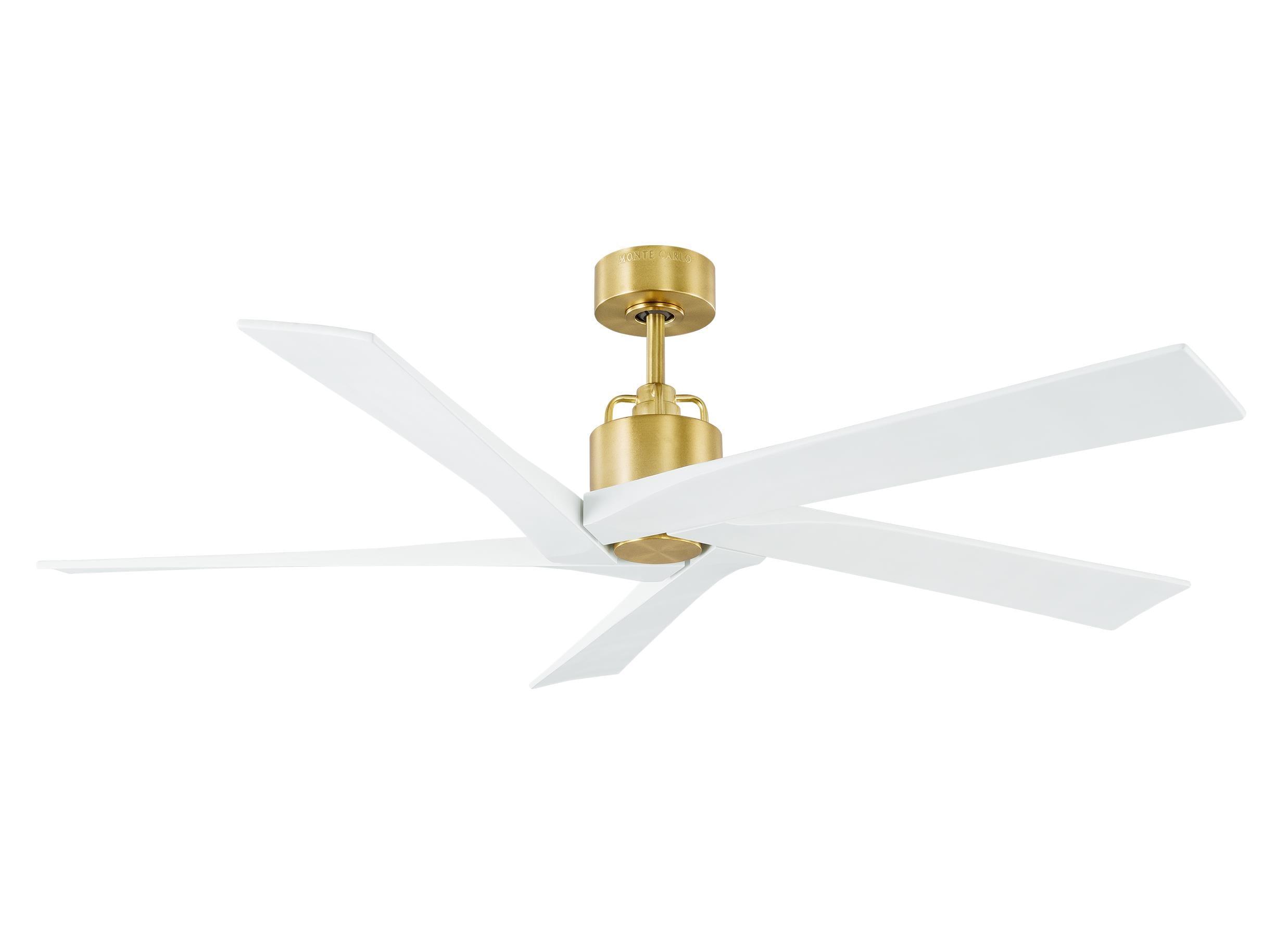 Burnished Brass 56" Ceiling Fan with Remote and Matte White Blades