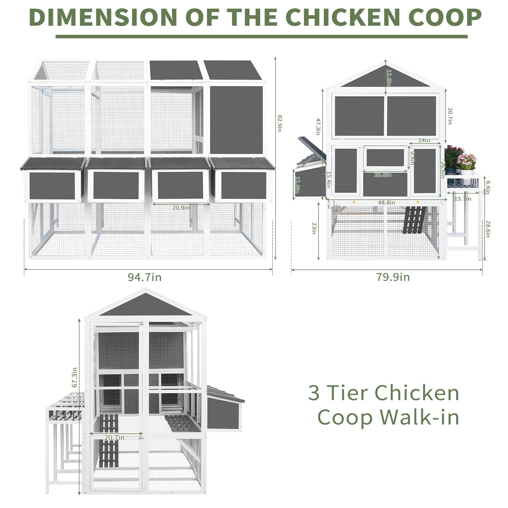 59" Large Chicken Coop for 4-6 Chickens, Wooden Hen House with Large Nesting Boxes, Outdoor Poultry Cage Rabbit Cage with Ramps & Ventilation Window, 59''L*33.5''W*38.6''H