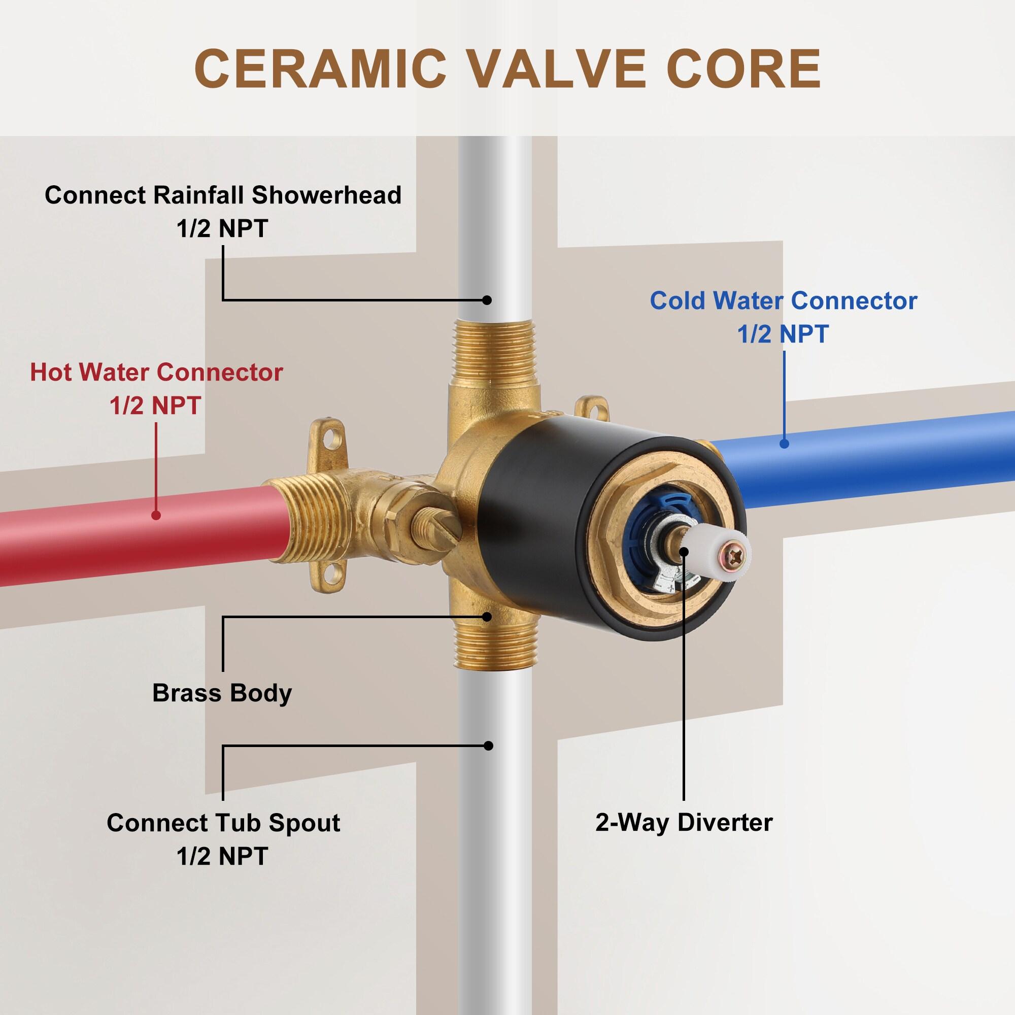 10 Inch Rainfall Shower System with Tilt Shower Head and Tub Spout with Rough in-Valve