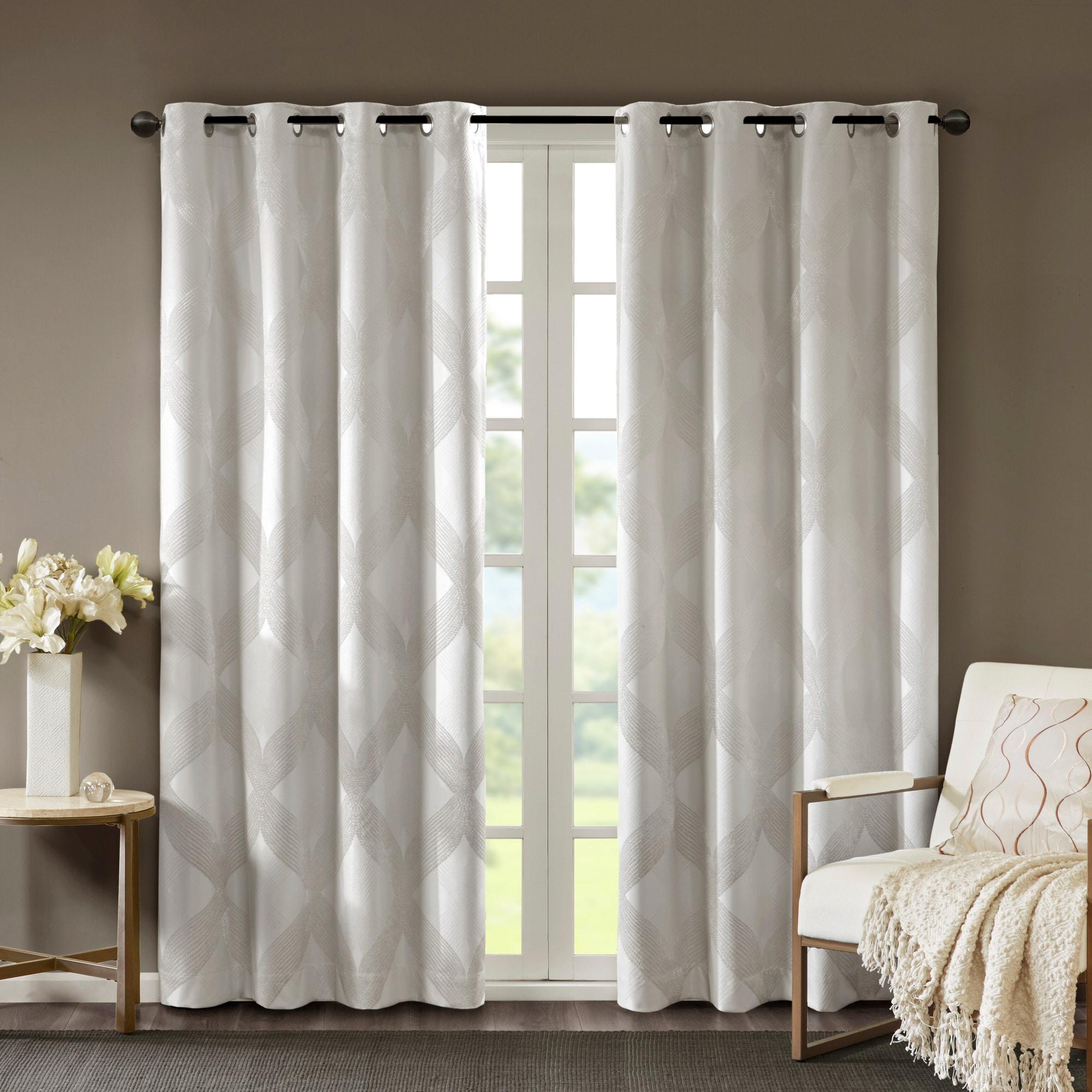 Madison Park Bentley Ogee Knitted Jacquard Geometric Total Blackout Single Curtain Panel