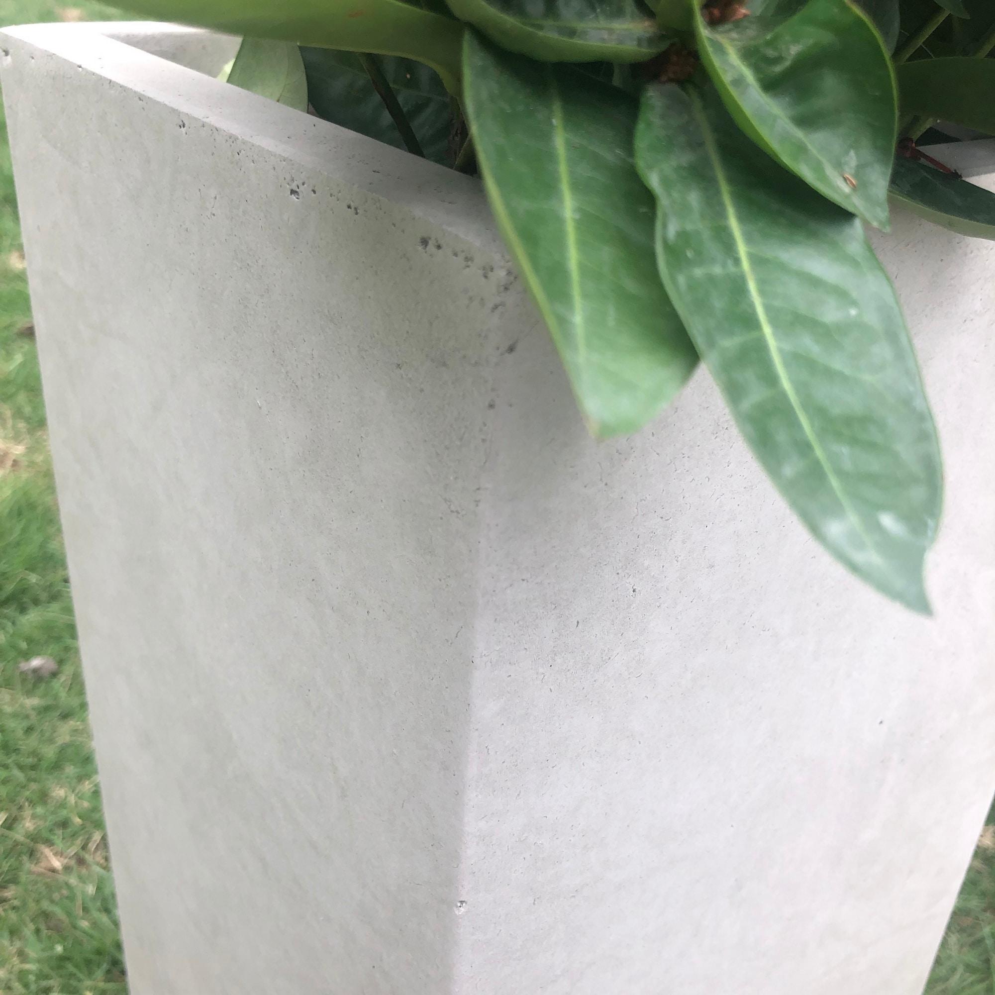 Rosemead Home & Garden, Inc. 14" Wide Kante Lightweight Durable Modern Tall Square Outdoor Decorative Planter Weathered Concrete Gray