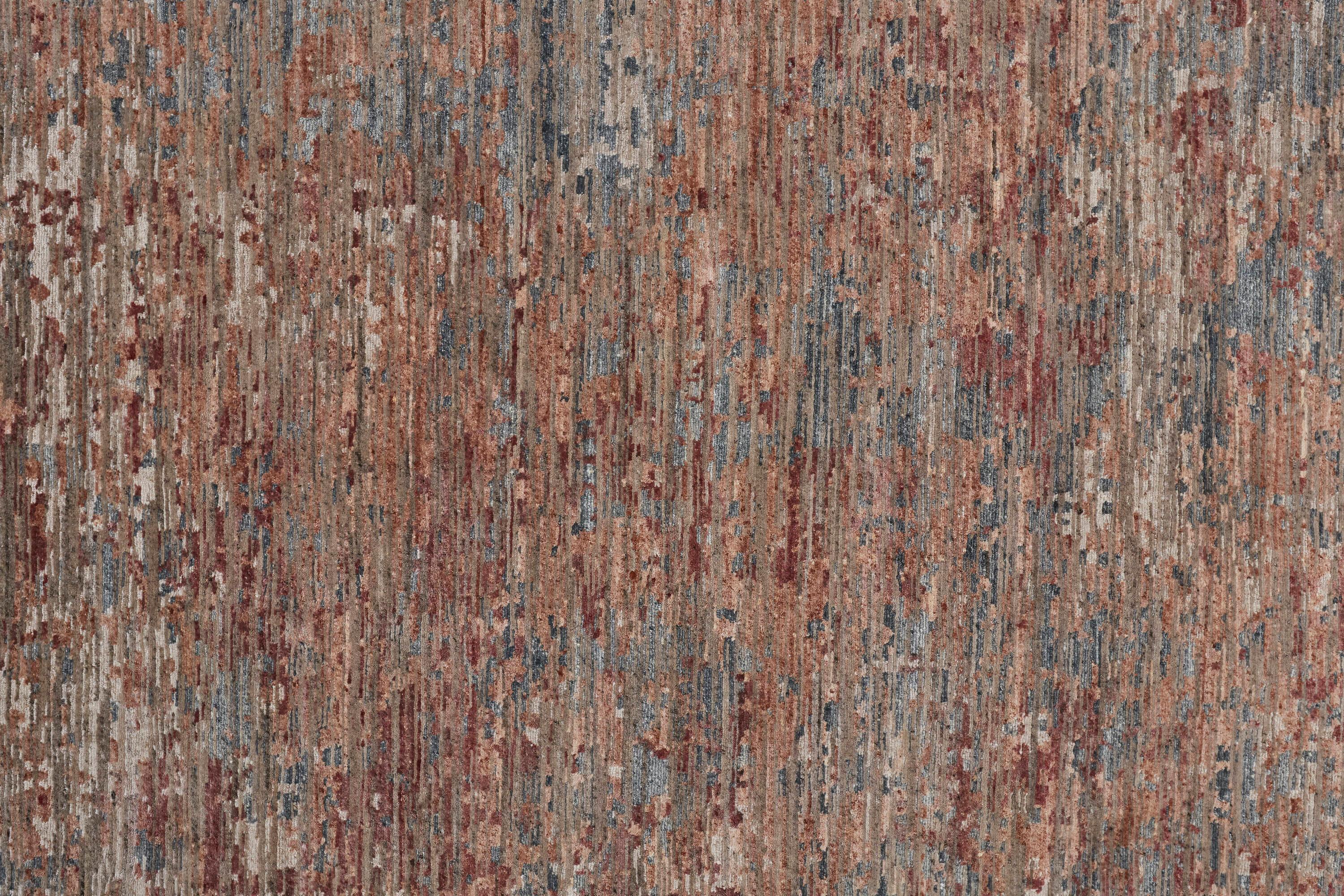 Clarkson Blue and Rust Hand-Knotted Wool Area Rug