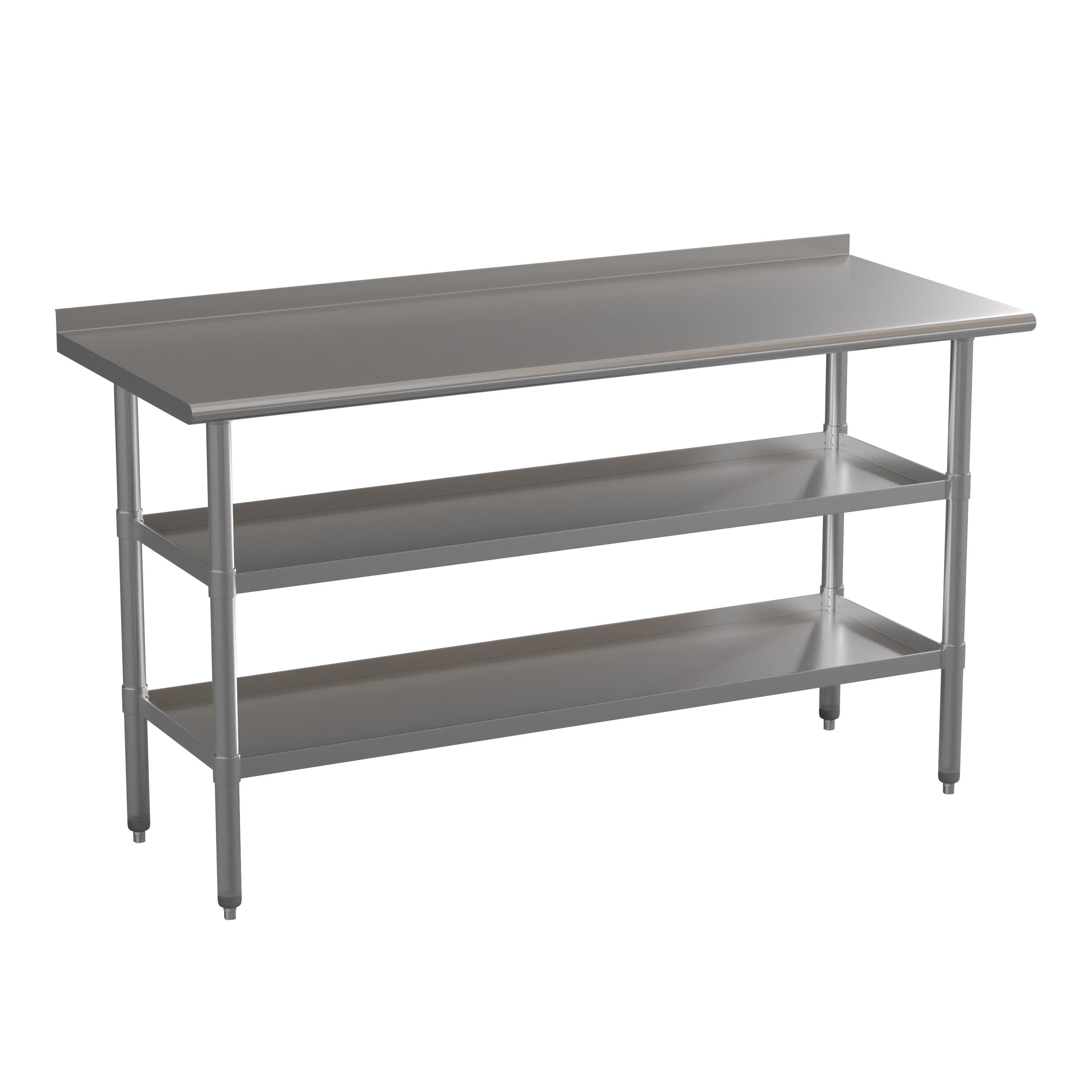 Woodford NSF Stainless Steel 18 Gauge Work Table - Backsplash and 2 Shelves