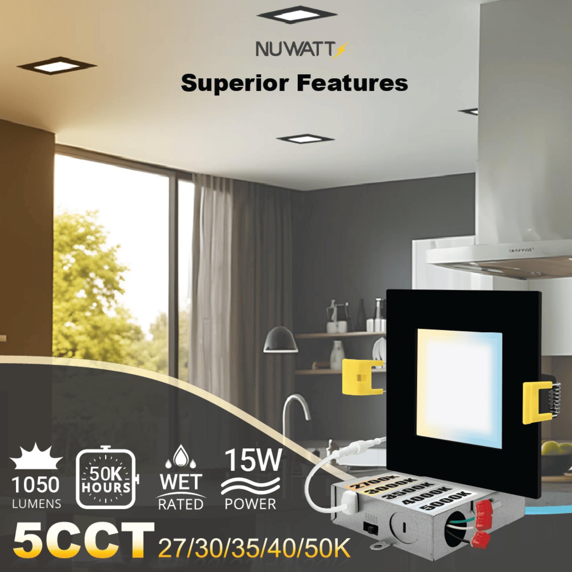 Panel Downlight 6'' Selectable Color Temperature Dimmable Air-Tight IC Rated LED Canless Recessed Lighting Kit