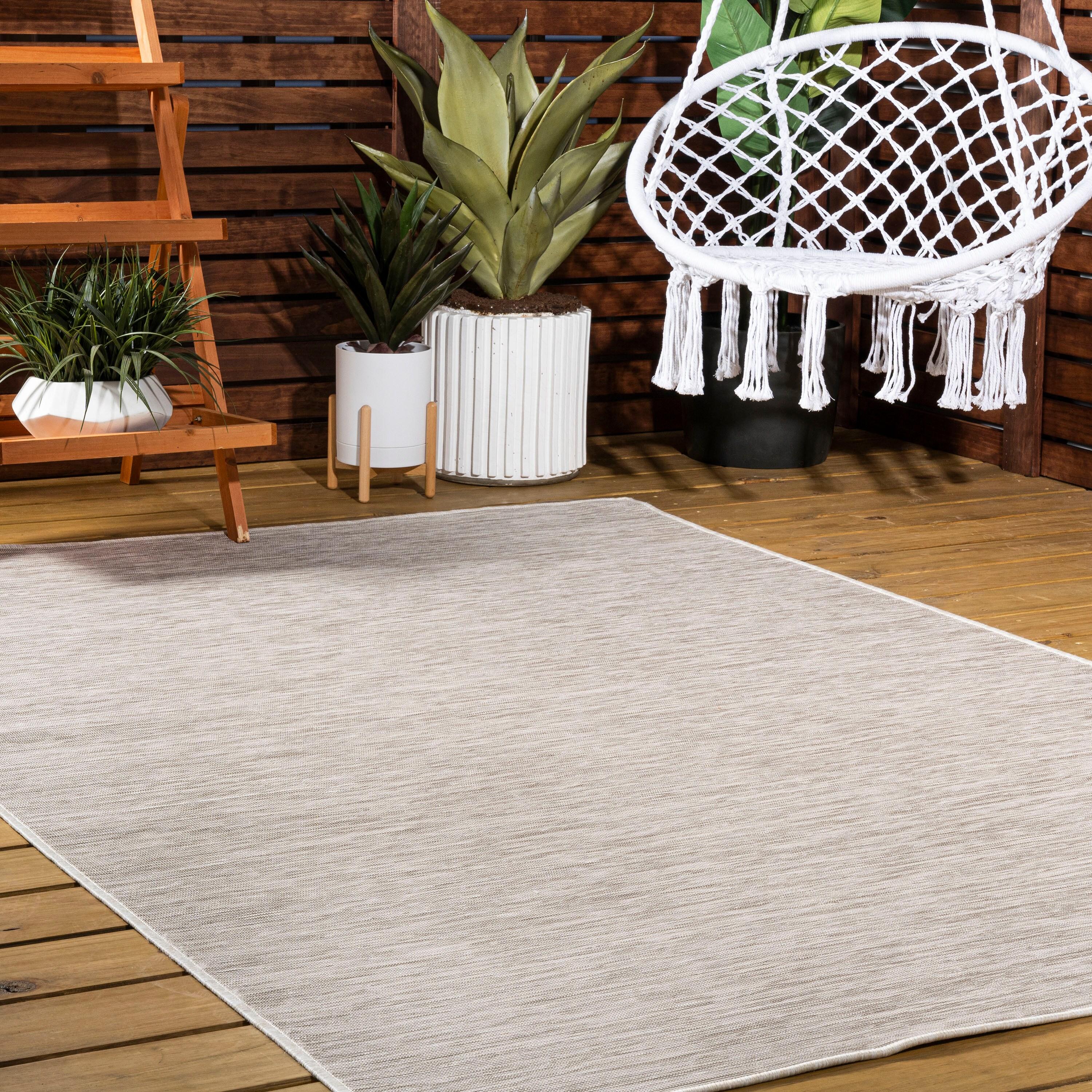 8'x10' Ethan Modern Flatweave Solid  Area Rug, Light Gray - JONATHAN Y