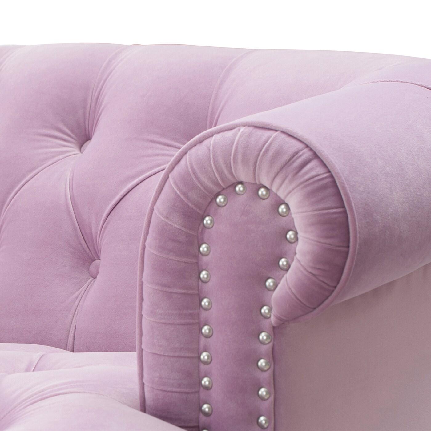 Jennifer Taylor Home La Rosa 84" Chesterfield Living Room Tufted Sofa Couch, Lavender