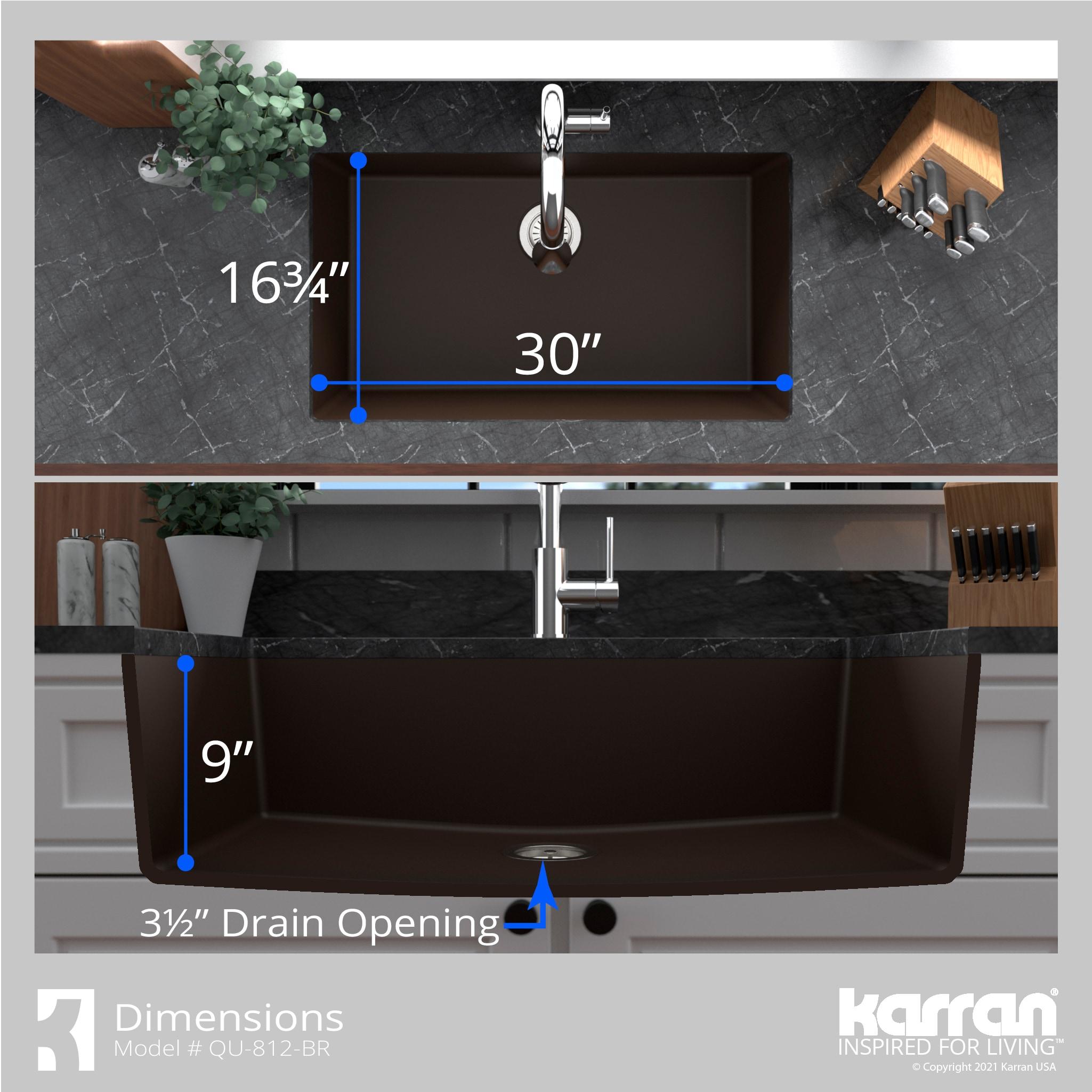 Karran Quartz 32-1/4'' X 19-1/4'' Large Single Bowl Undermount Kitchen Sink