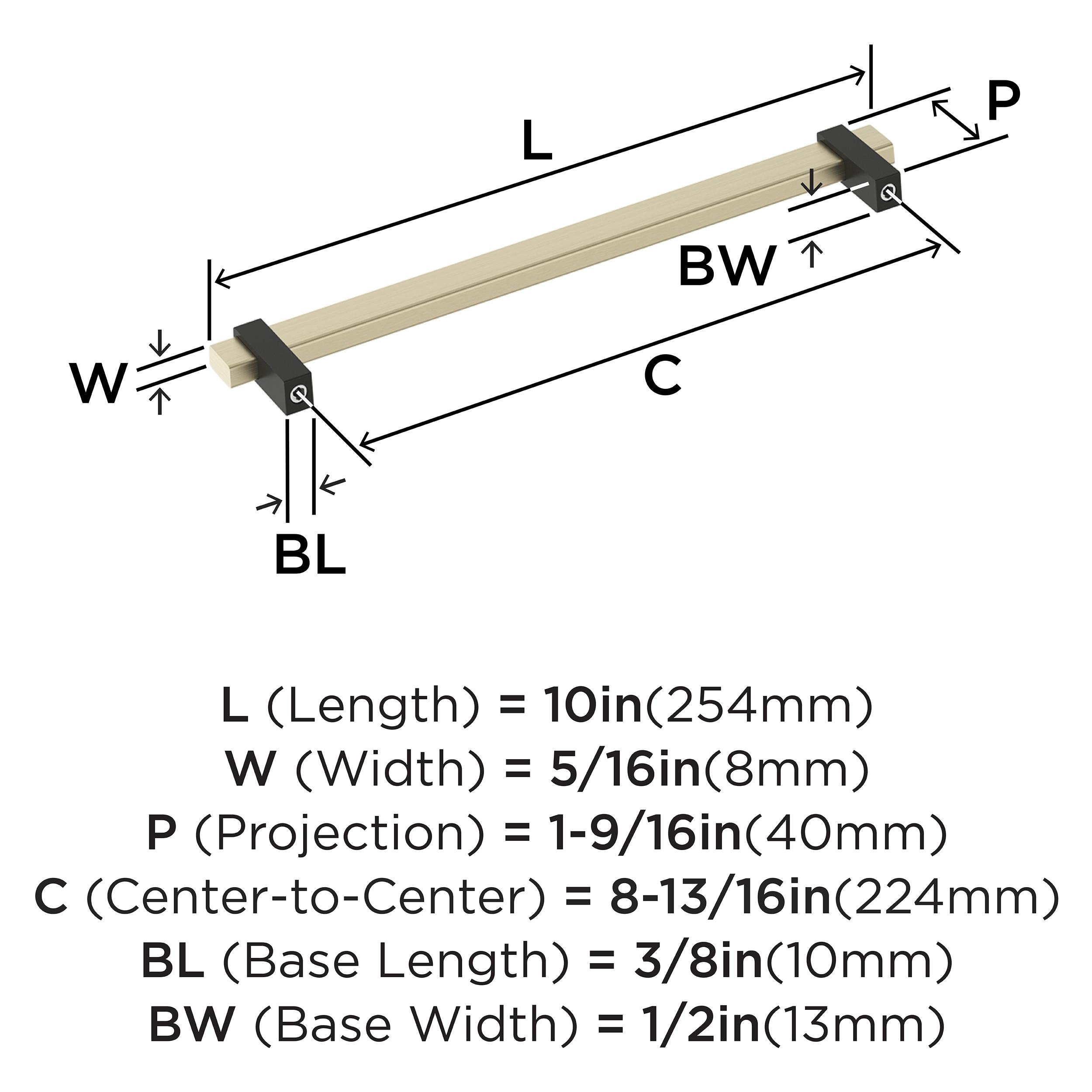 Amerock Mulino 8-13/16 inch (224mm) Center-to-Center Golden Champagne/Matte Black Cabinet Pull