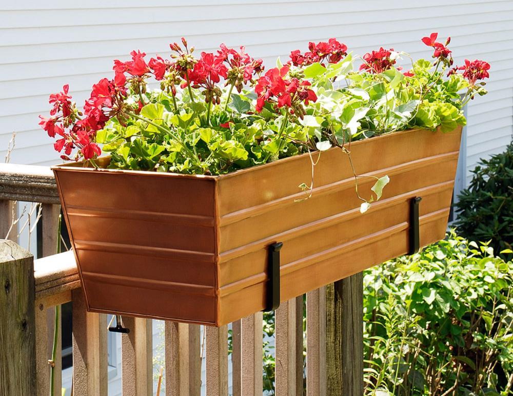 5" x 10" Pair of Clamp-On Steel Flower Box Brackets Black - ACHLA Designs: Secure Deck Rail Mounting, Easy Storage