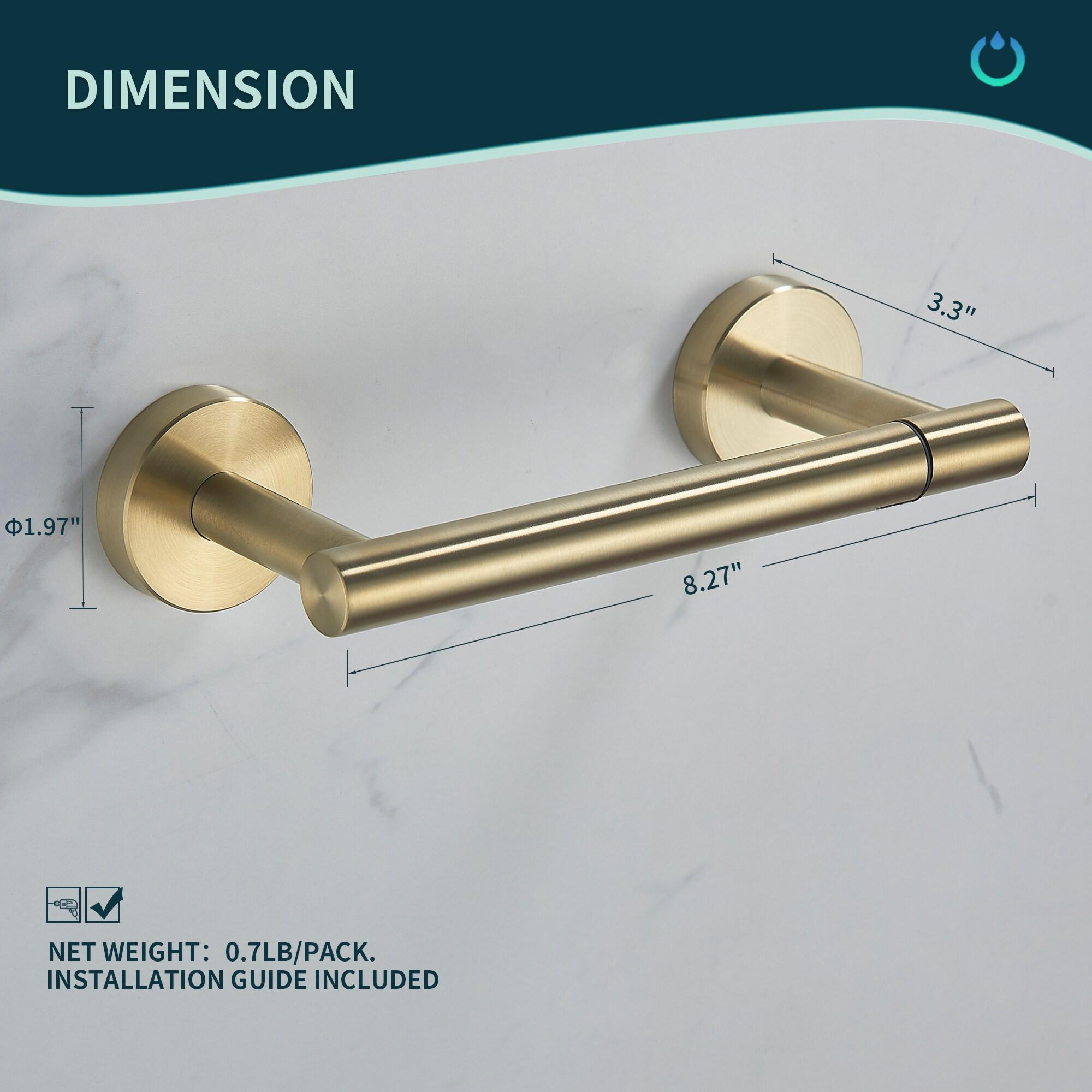 MOGFCT Toilet Paper Holder Brushed Gold Wall Mounted, Double Post Pivoting Toilet Paper Holder SUS 304 Stainless Steel Bathroom