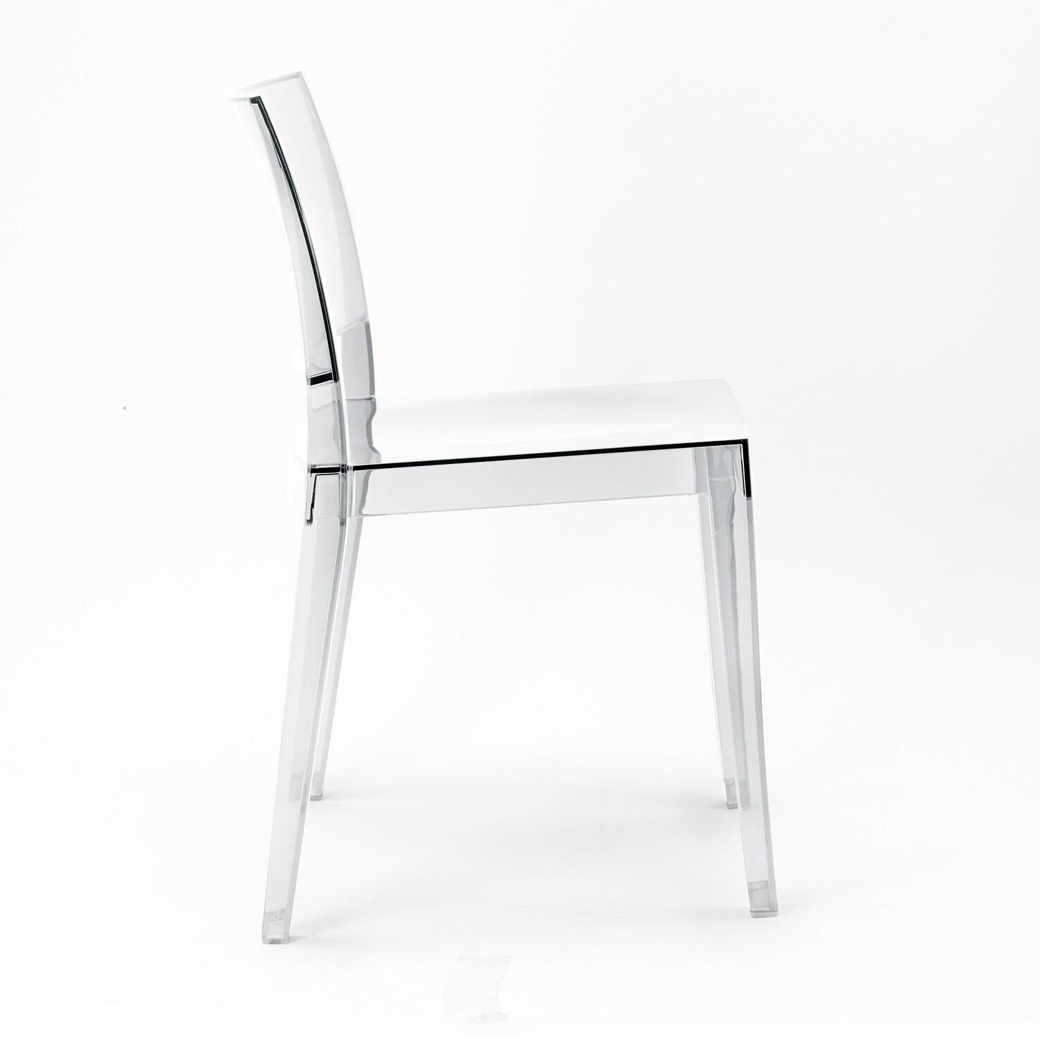 WRGHOME Palermo Modern Outdoor/Indoor Plastic Resin Stacking Patio Dining Chairs (Set of 2) - CLEAR