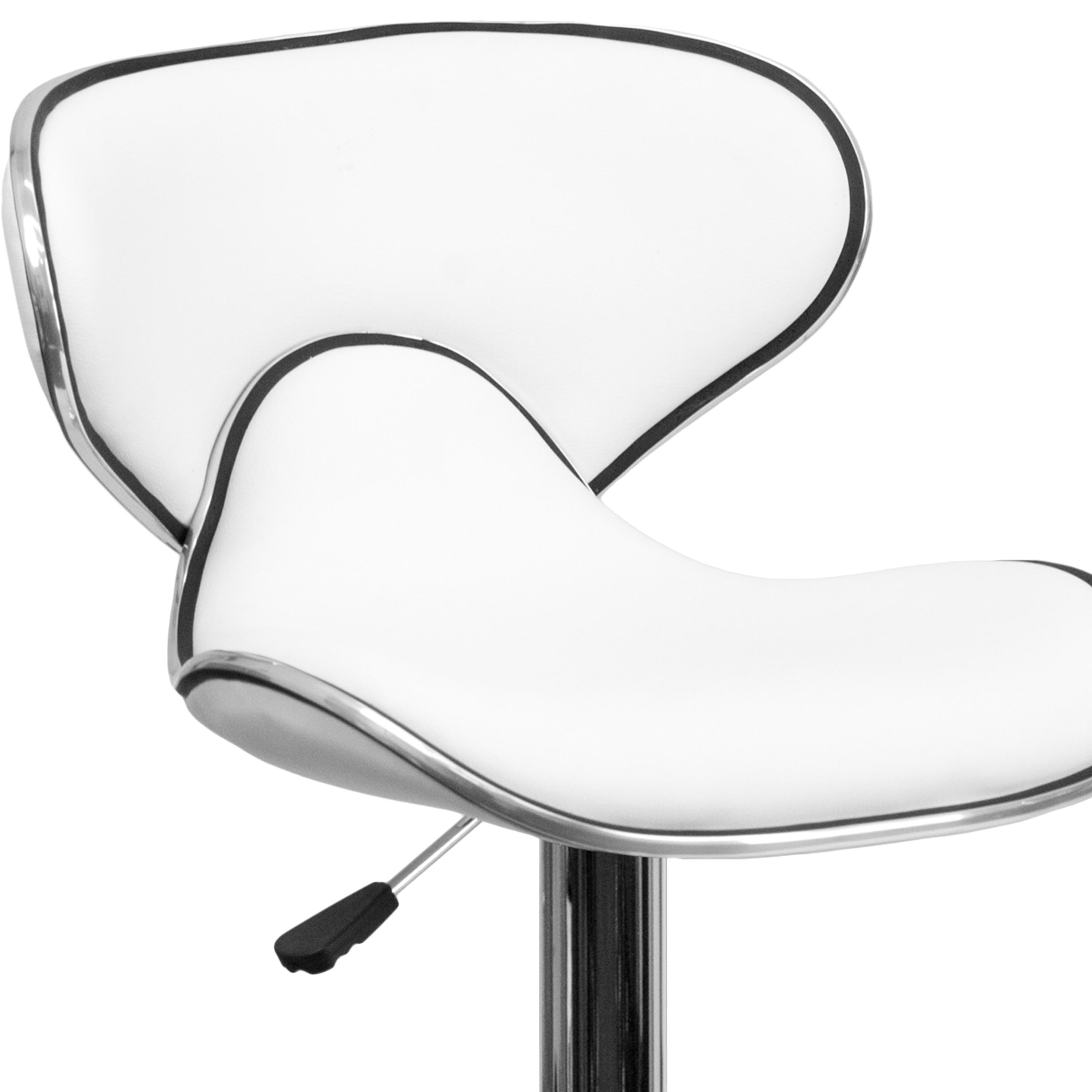 Flash Furniture Contemporary Cozy Mid-Back White Vinyl Adjustable Height Barstool with Chrome Base