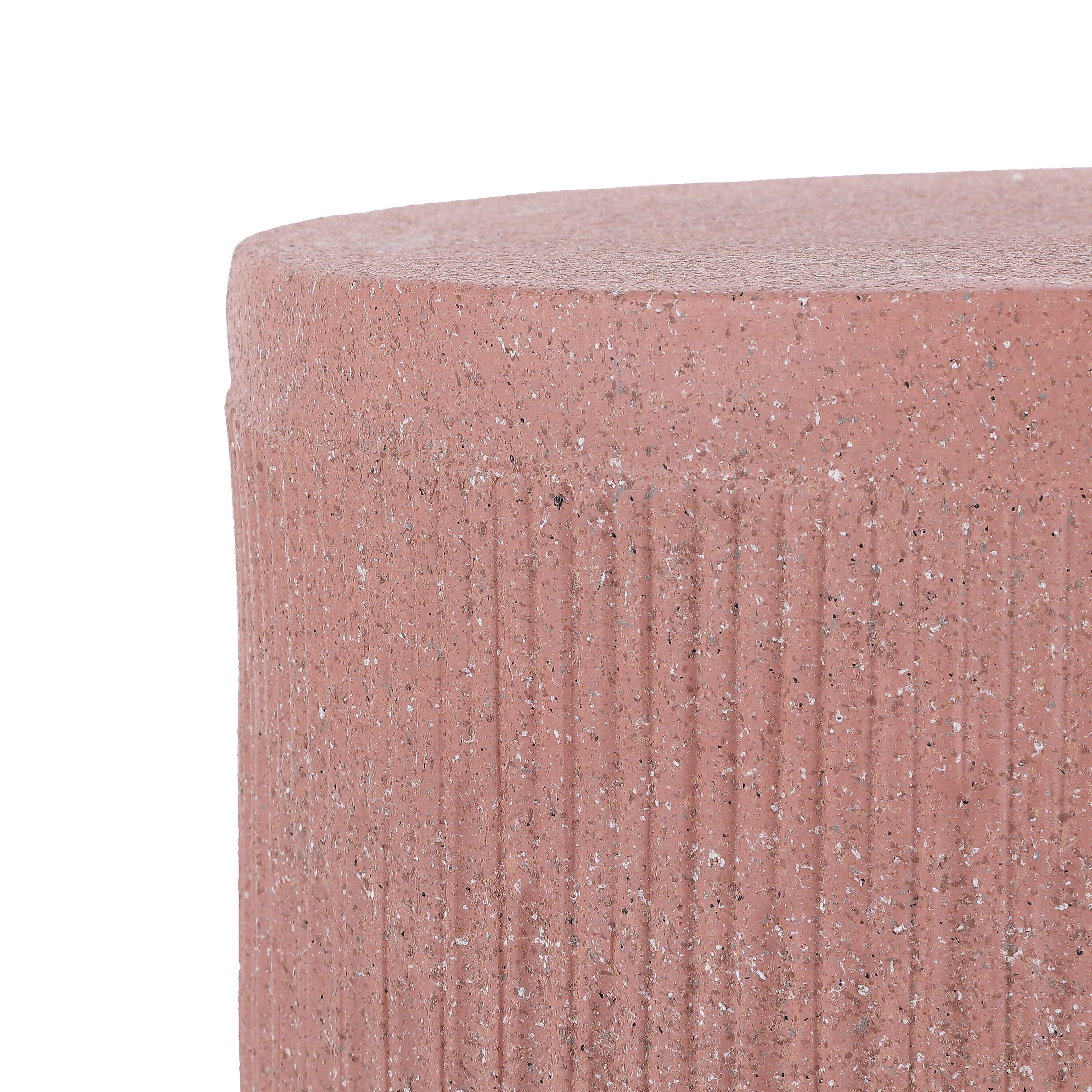 Kline 17.5" Mid-Century Modern Brutalist Accent Table , Pink Terrazzo Finish - JONATHAN Y