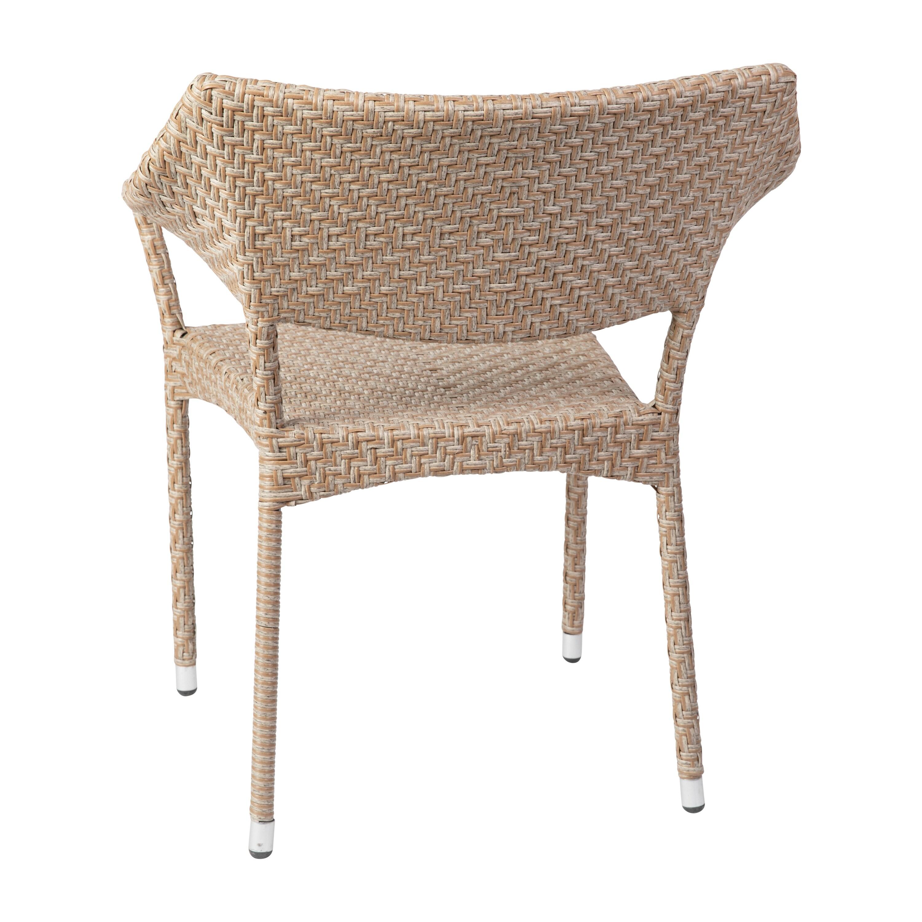 Flash Furniture Jace Commercial Grade Stacking Patio Chair, All Weather PE Rattan Wicker Patio Dining Chair in Natural