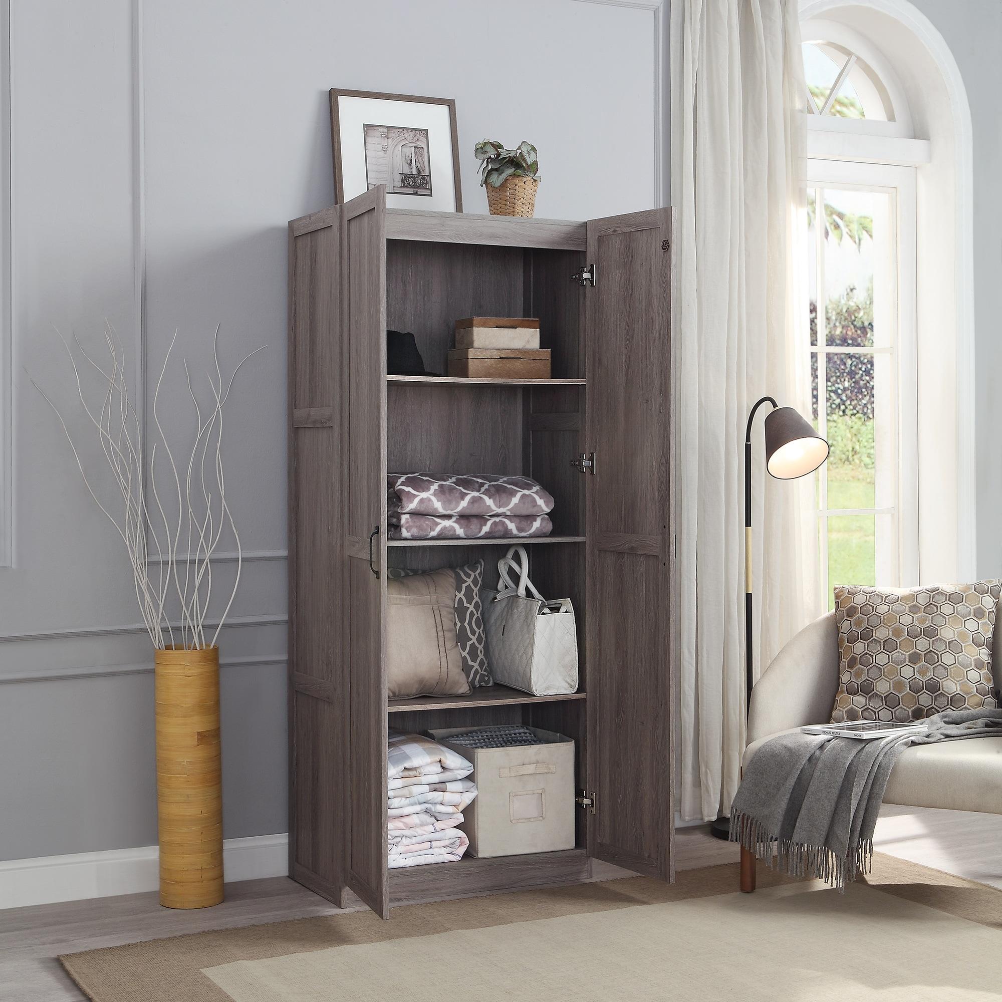 Hopkins Modern 4 Shelf Storage Closet Gray - Manhattan Comfort: MDF Wooden, 2-Door, Divided Storage Cabinet