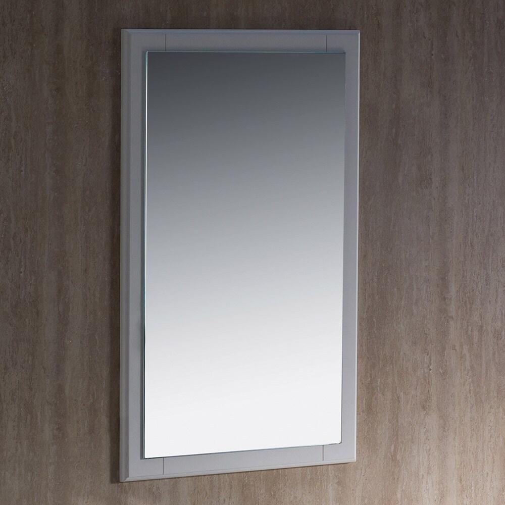 Elegant Antique White Carved Wood 20"x32" Bathroom Vanity Mirror