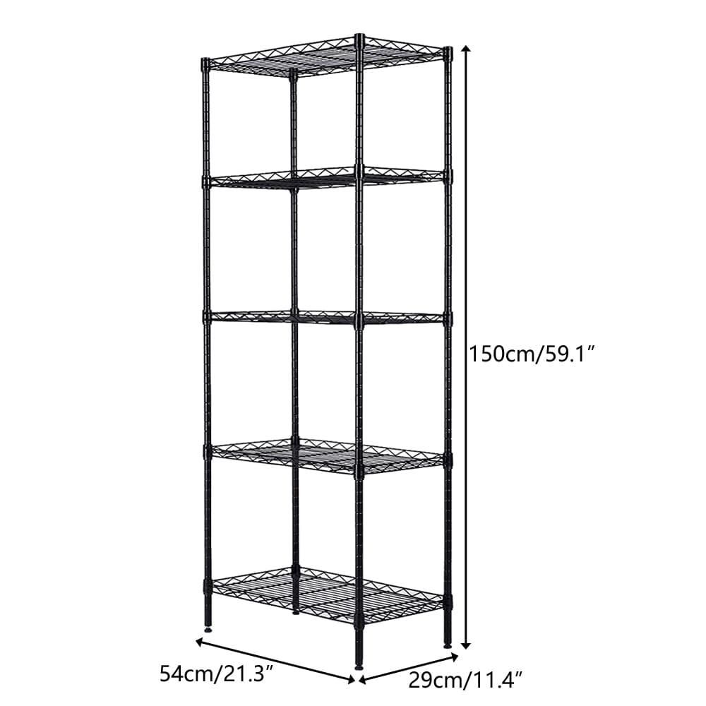 Scheam 5-Tiers Carbon Steel Shelving Units, Kitchen Organizer , Classic Wire Shelving Units, Multi Use Storage Rack for Home Office(Black)