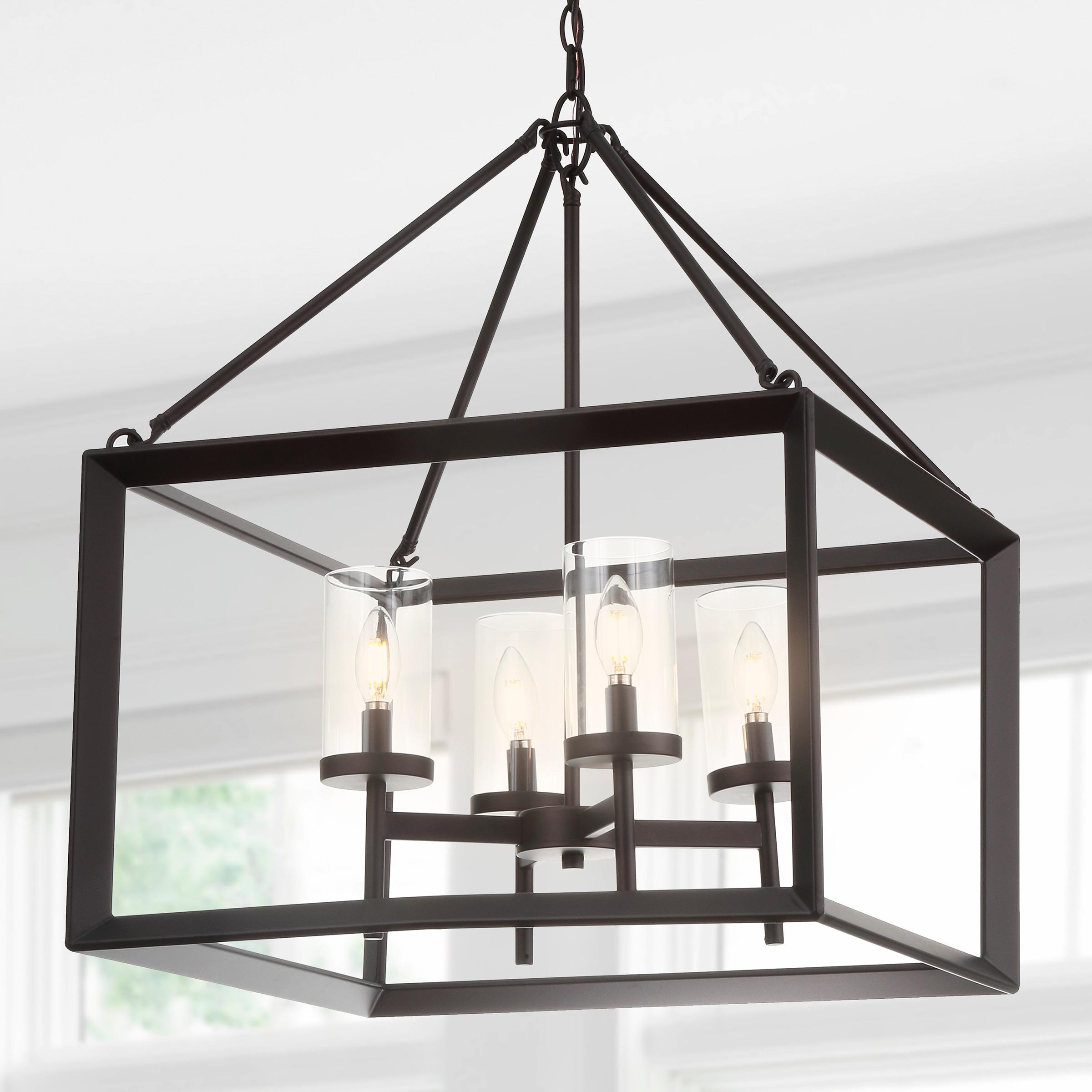 Anna 21" 4-light Metal/Glass LED Pendant, Oil Rubbed Bronze
