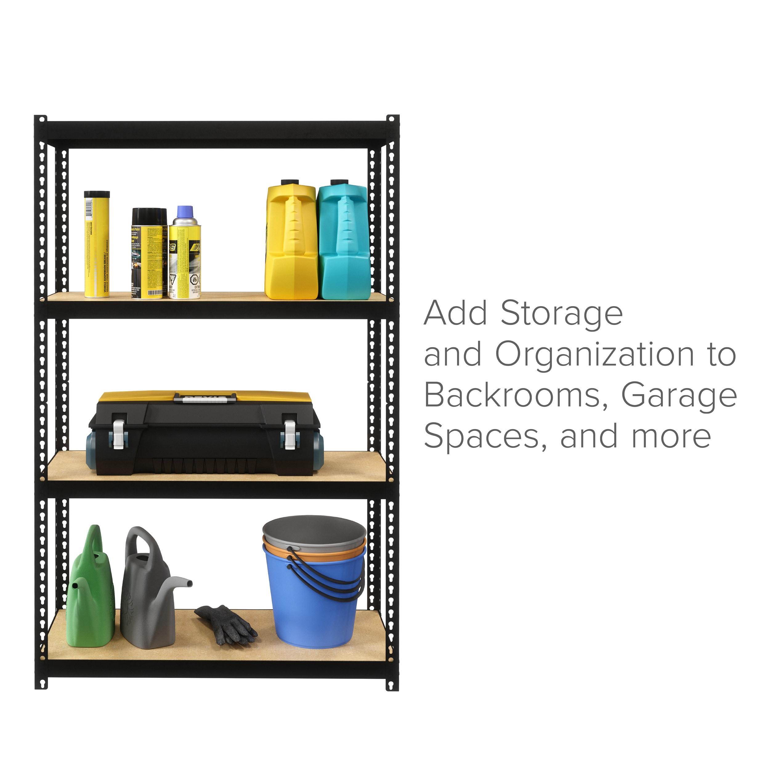 Space Solutions 1000 Riveted Metal Shelving 4-Shelf Unit in Black