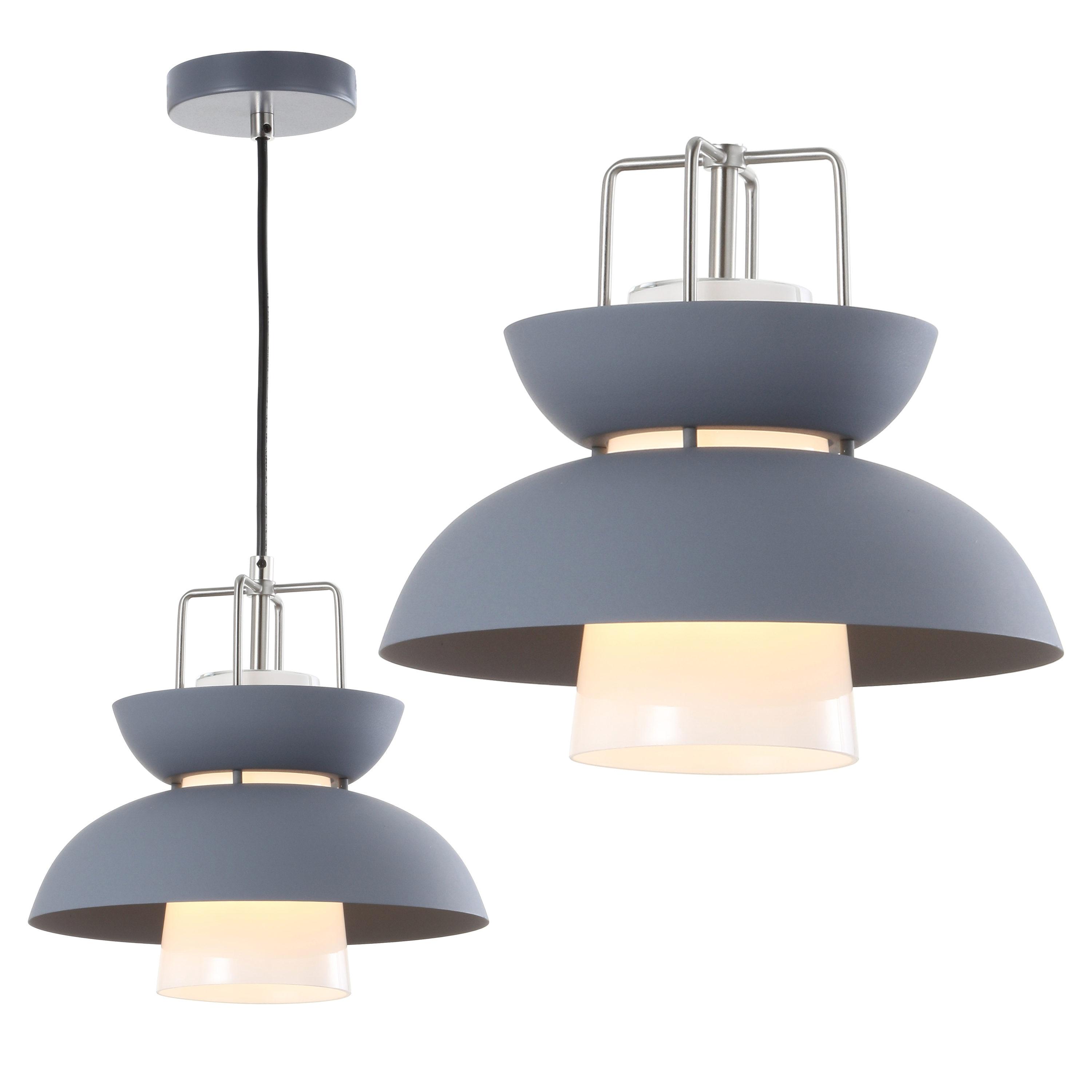 Paul 11" Farmhouse Metal LED Pendant, Gray