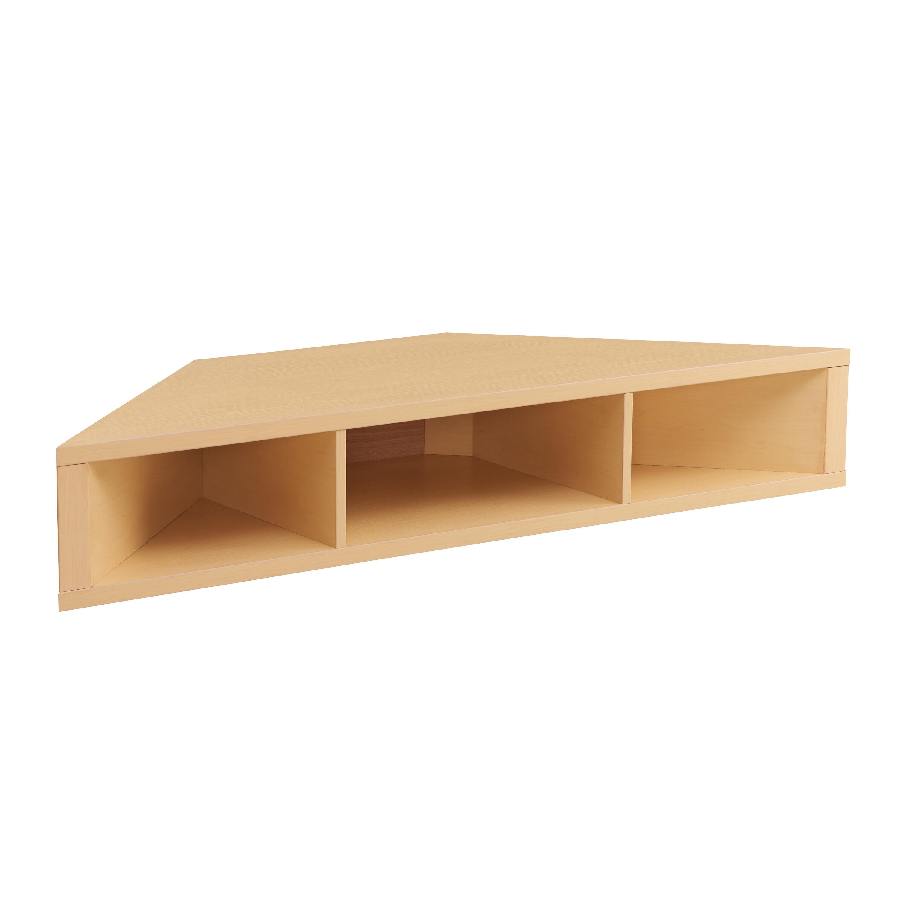 24/7 Shop At Home Tybo Open Shelves Corner Floating Console Fits TV Stand for TVs up to 50" Gingko Maple