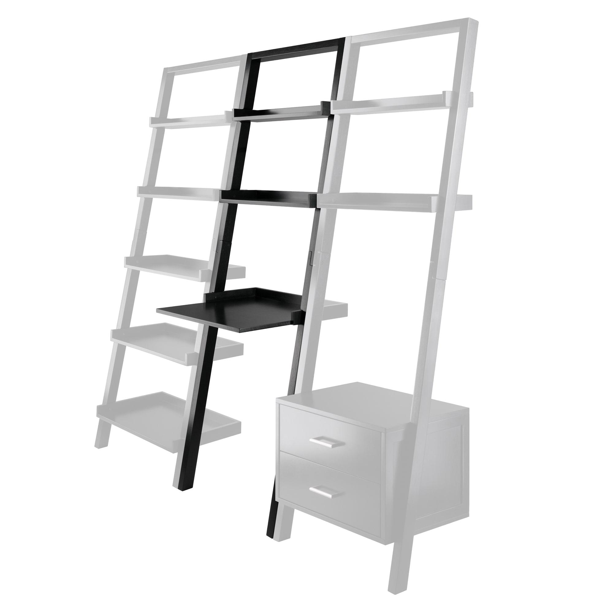 69.36" Bellamy Leaning Desk with 2 Shelves Black - Winsome: Traditional Style, Spot Clean, No Storage