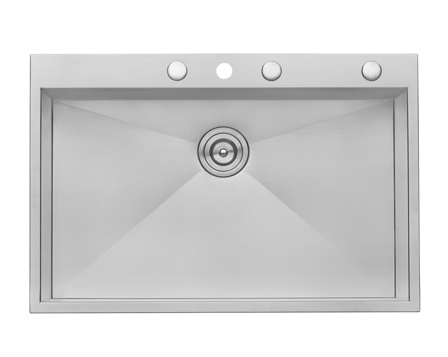 Ruvati 33 x 22 inch Drop-in Topmount Zero Radius Stainless Steel Kitchen Sink Single Bowl - 4 holes