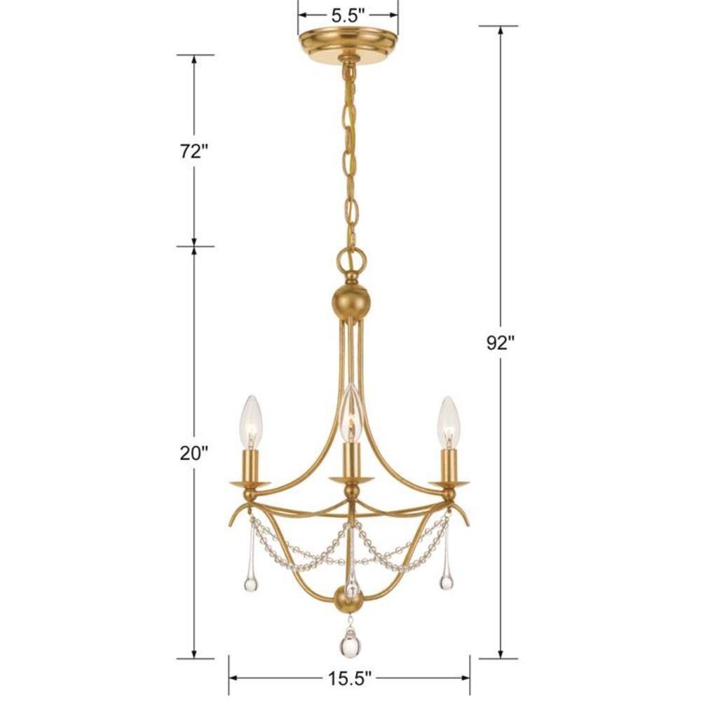 Crystorama Lighting Metro 3 - Light Chandelier in  Antique Gold