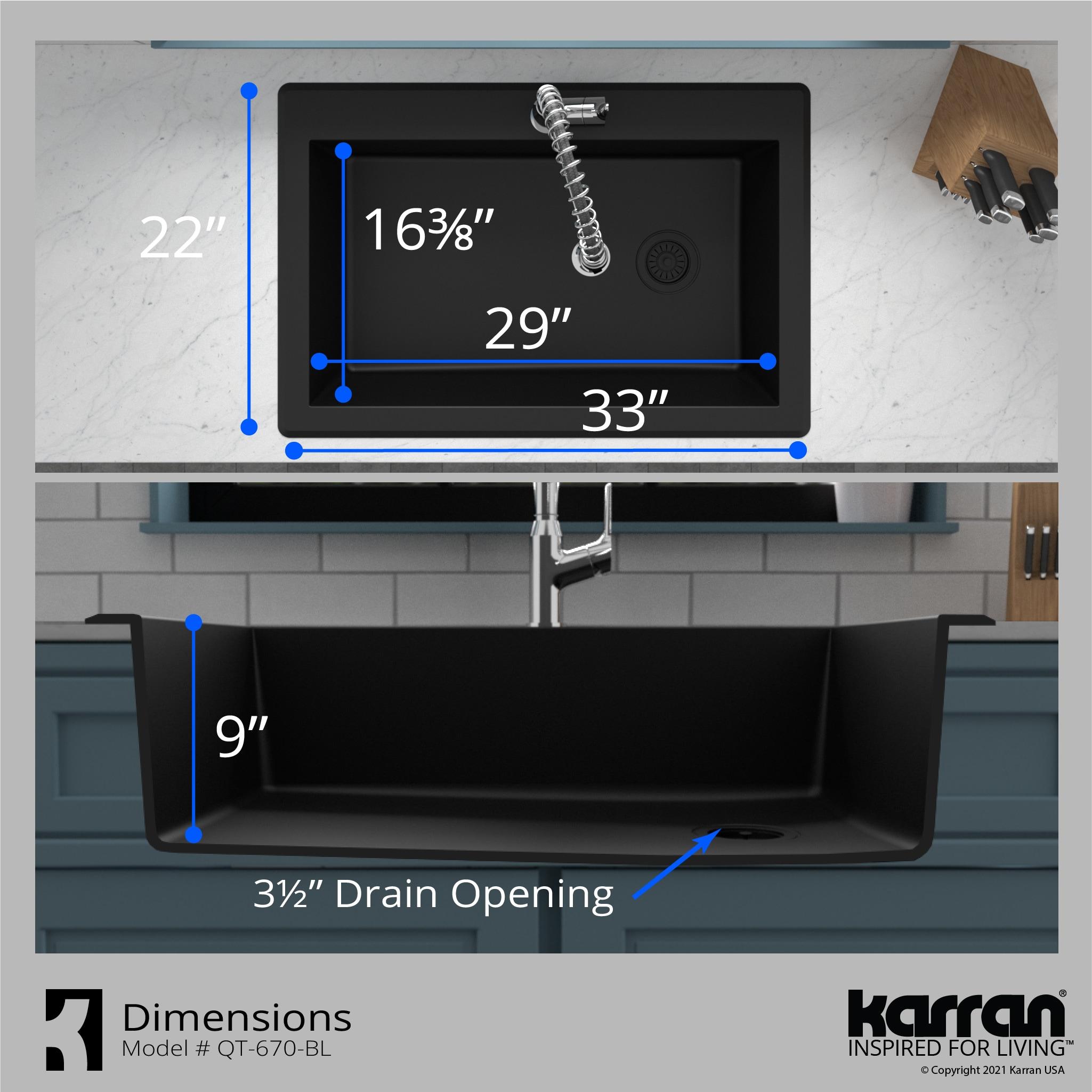 Karran Drop-in Quartz Composite 33'' X 22'' 1-Hole Single Bowl Kitchen Sink