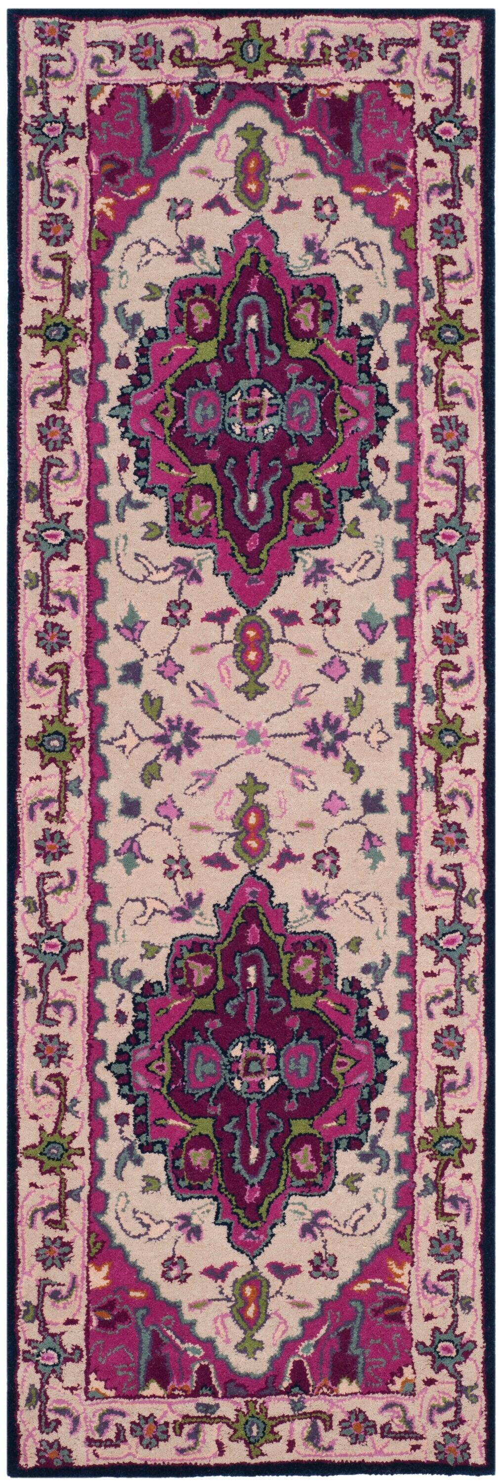 Bellagio BLG541 Hand Tufted Runner Rug - Ivory/Pink - 2'3"x9' - Safavieh.
