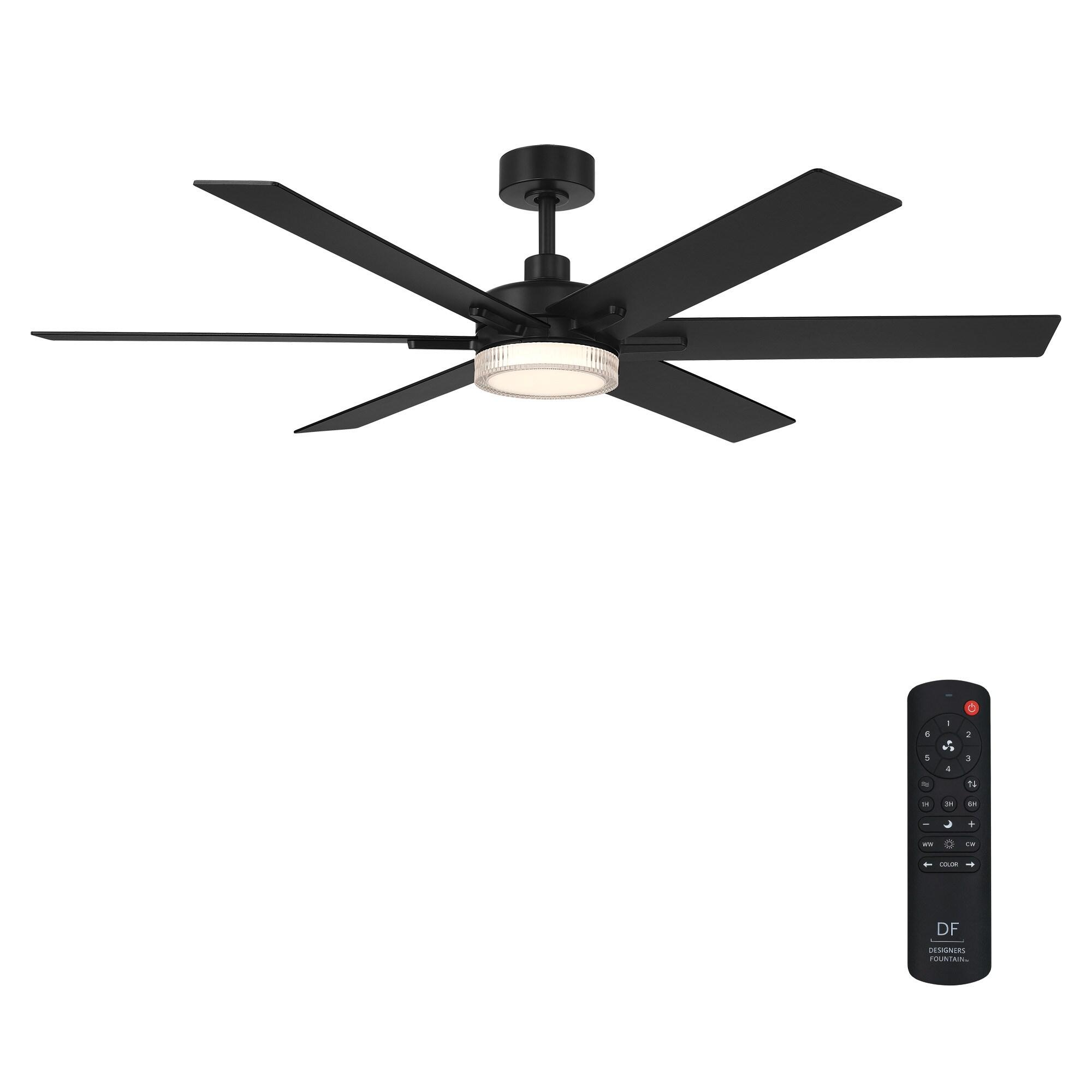 Chillion 60 in. Indoor/Covered Outdoor Matte Black LED Ceiling Fan with 5 CCT and 7 RGB Selections, Remote Included