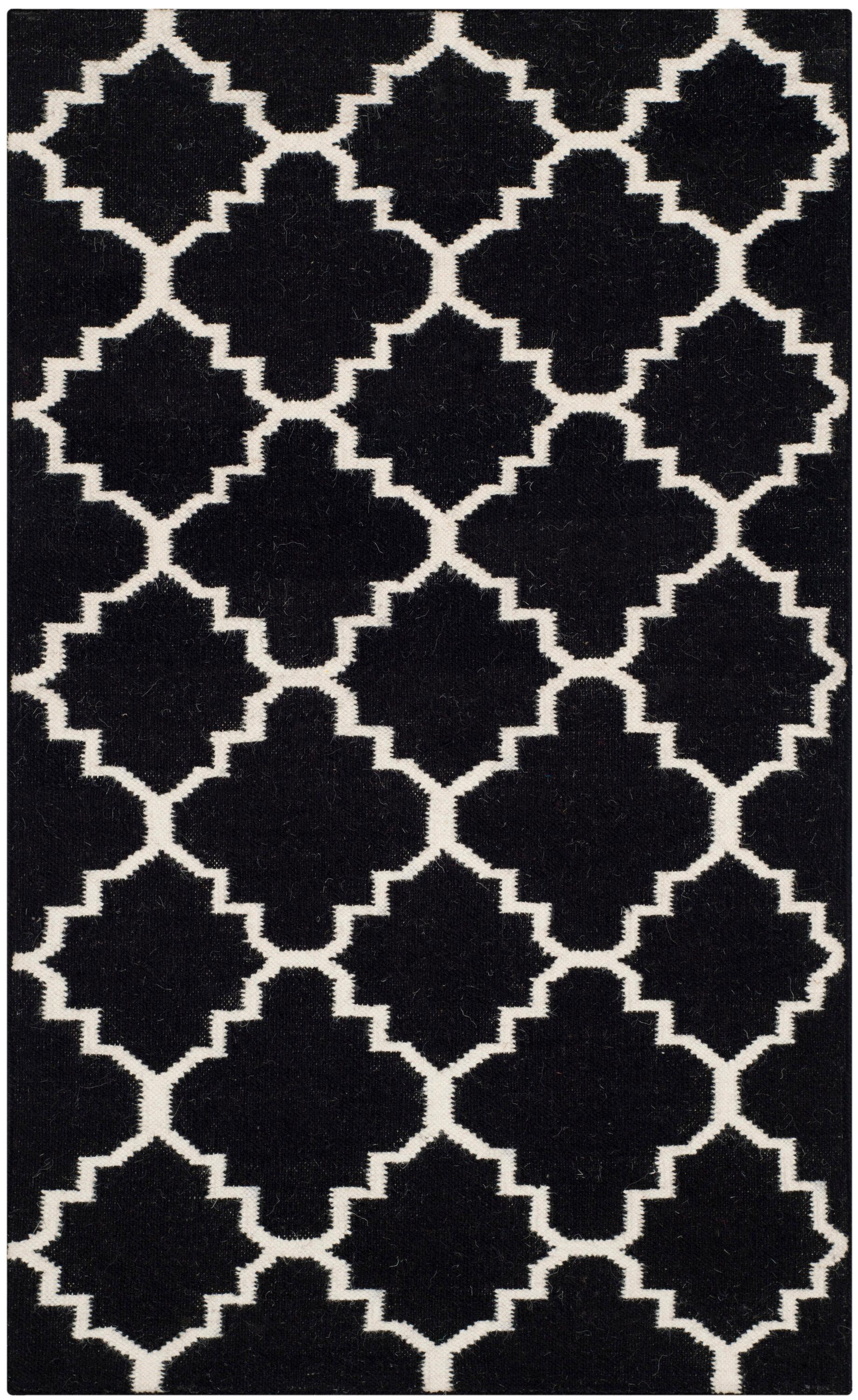 SAFAVIEH Alfombra de Área de Lana de Marruecos Geométrica Brad Negro / Marfil, 3' x 5'