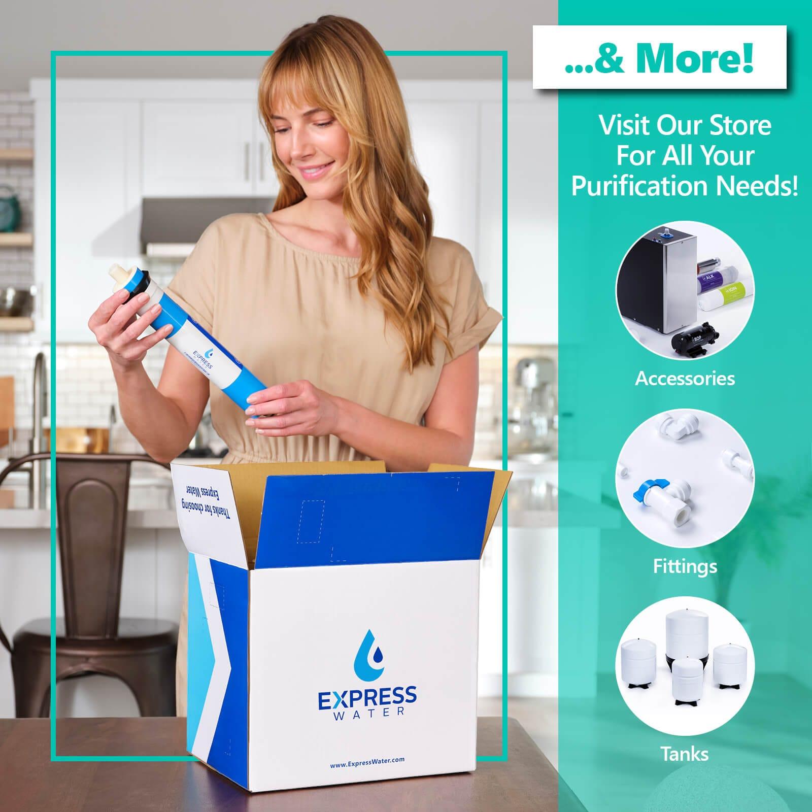 Express Water Modern Water Filter Faucet – Chrome – Drinking Water Faucet – Reverse Osmosis Filtration System and Kitchen Sink Beverage Faucet – Simple 3-Piece Easy Install Faucet