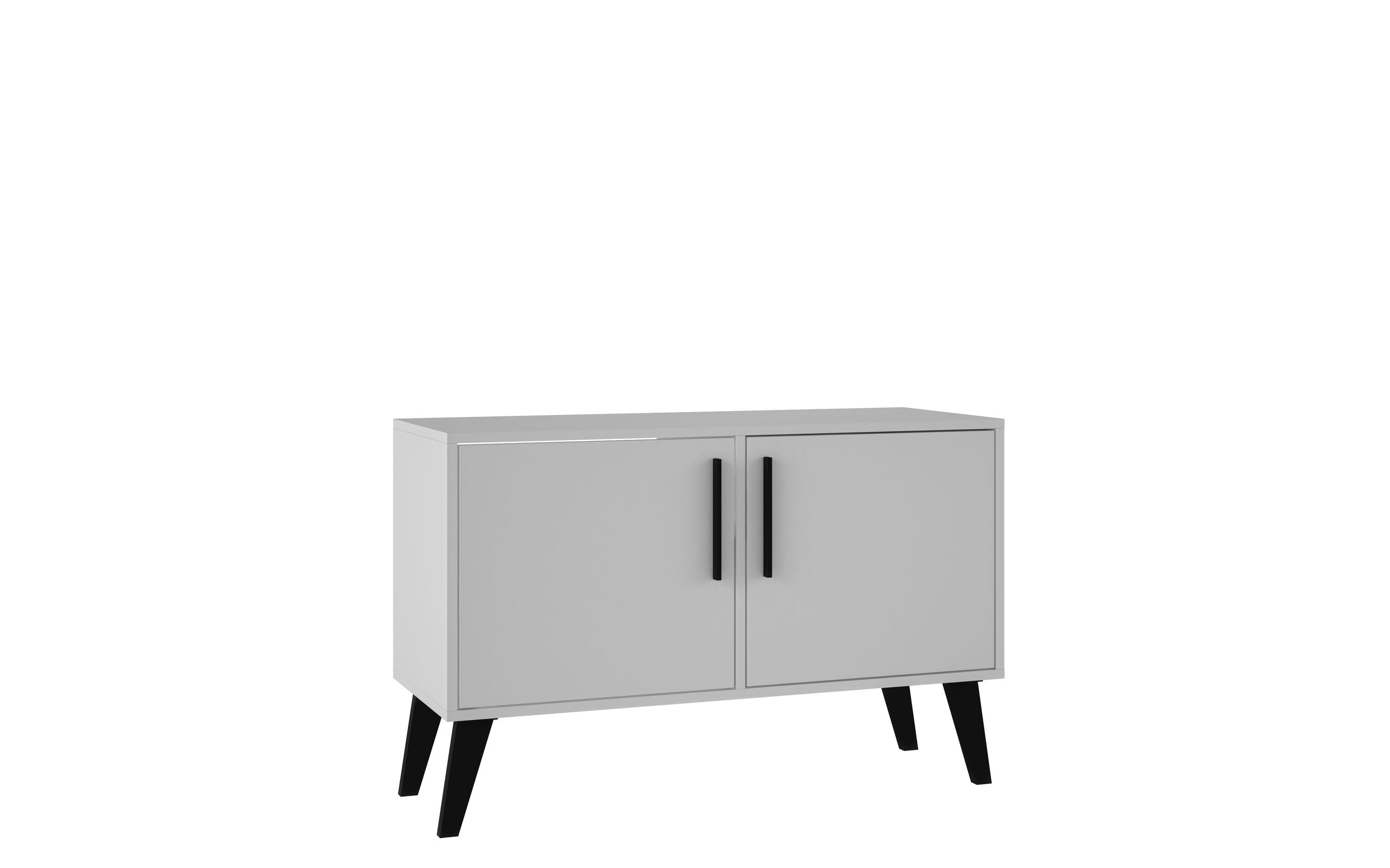 Amsterdam Double Side Table 2.0 White - Manhattan Comfort: Mid-Century Buffet, 2-Door Cabinet