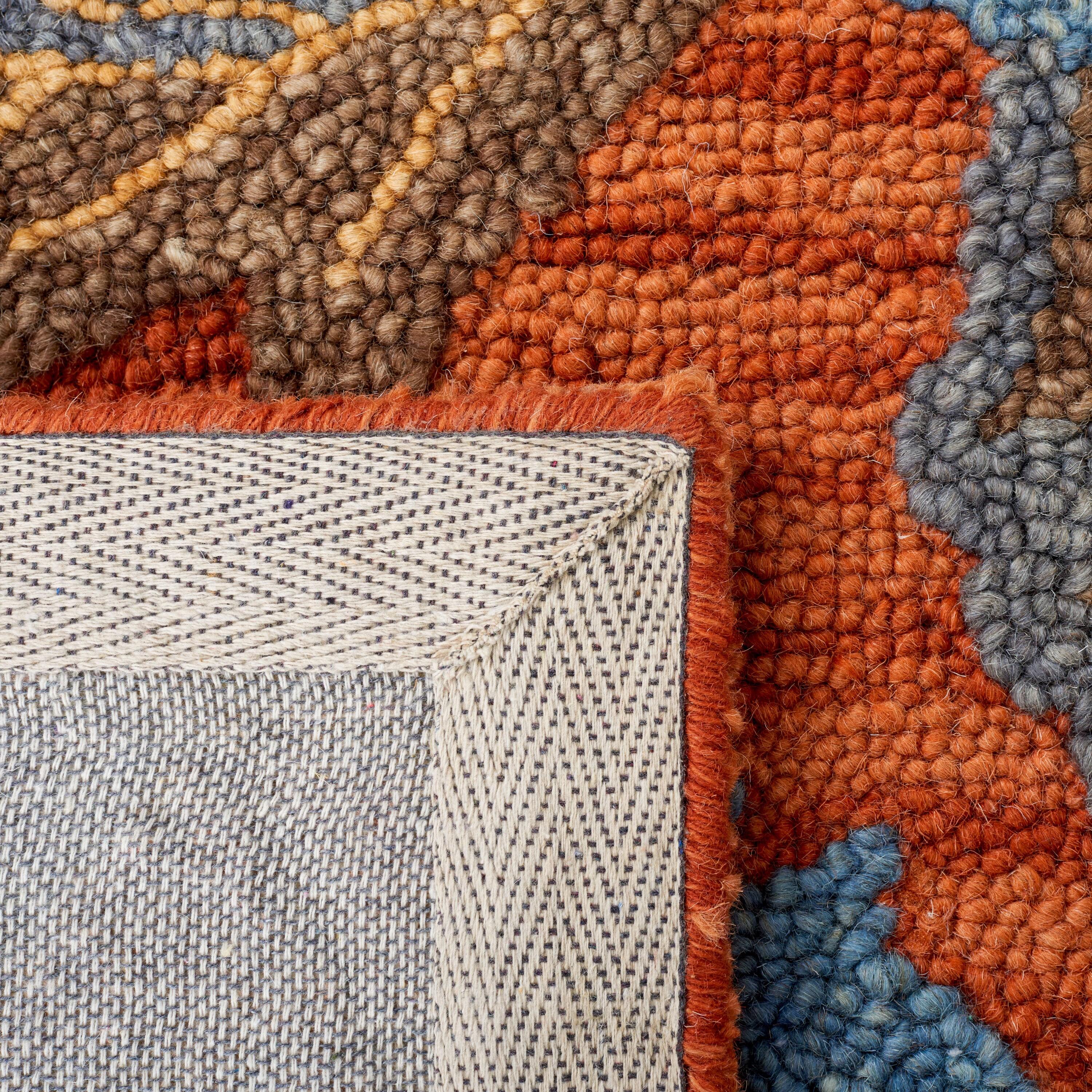 Blossom BLM175 Hand Tufted Area Rug - Rust/Blue - 5'x8' - Safavieh..