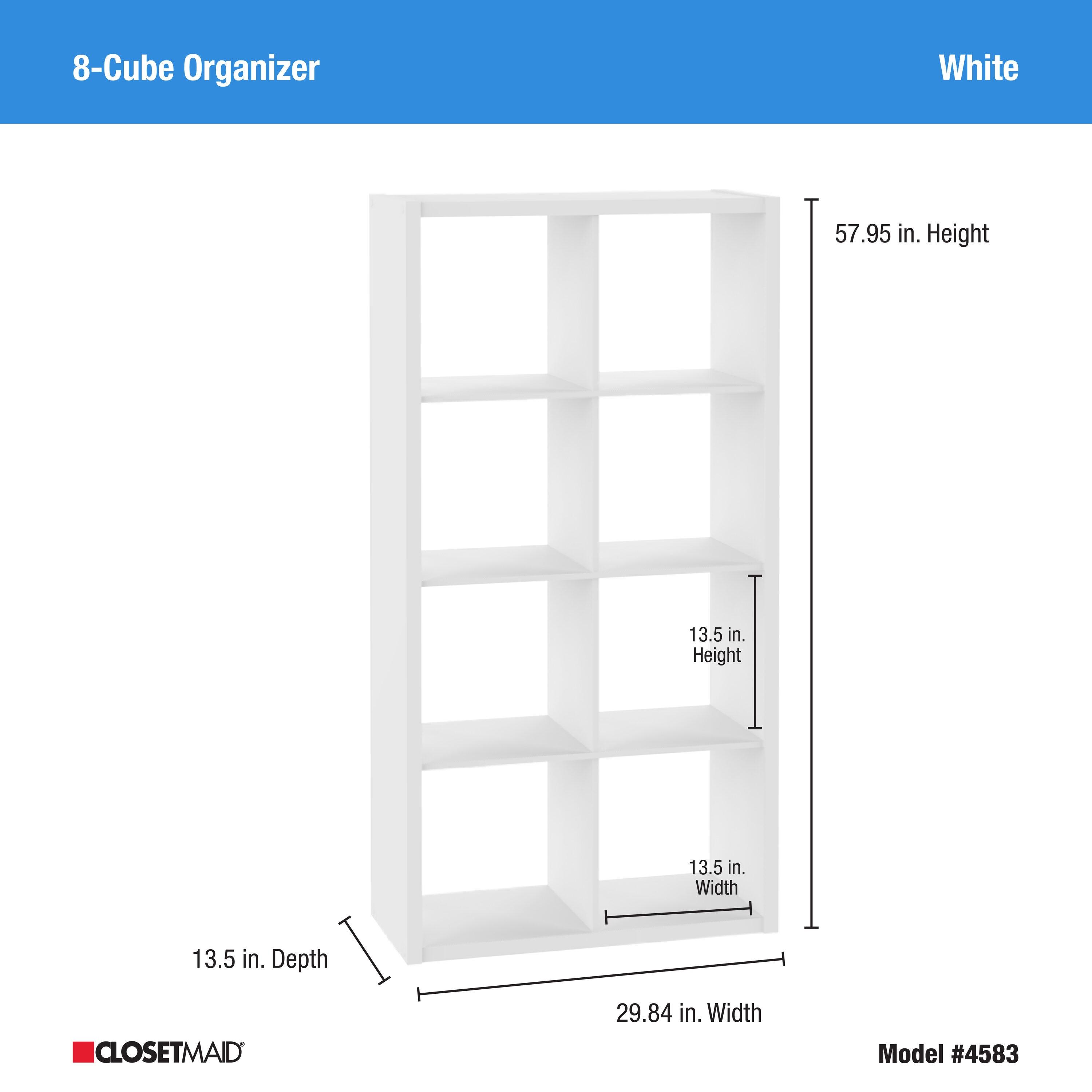 ClosetMaid 4583 Heavy Duty Decorative Bookcase Open Back 8-Cube Storage Organizer in White with Hardware for Closet, Office, or Toys