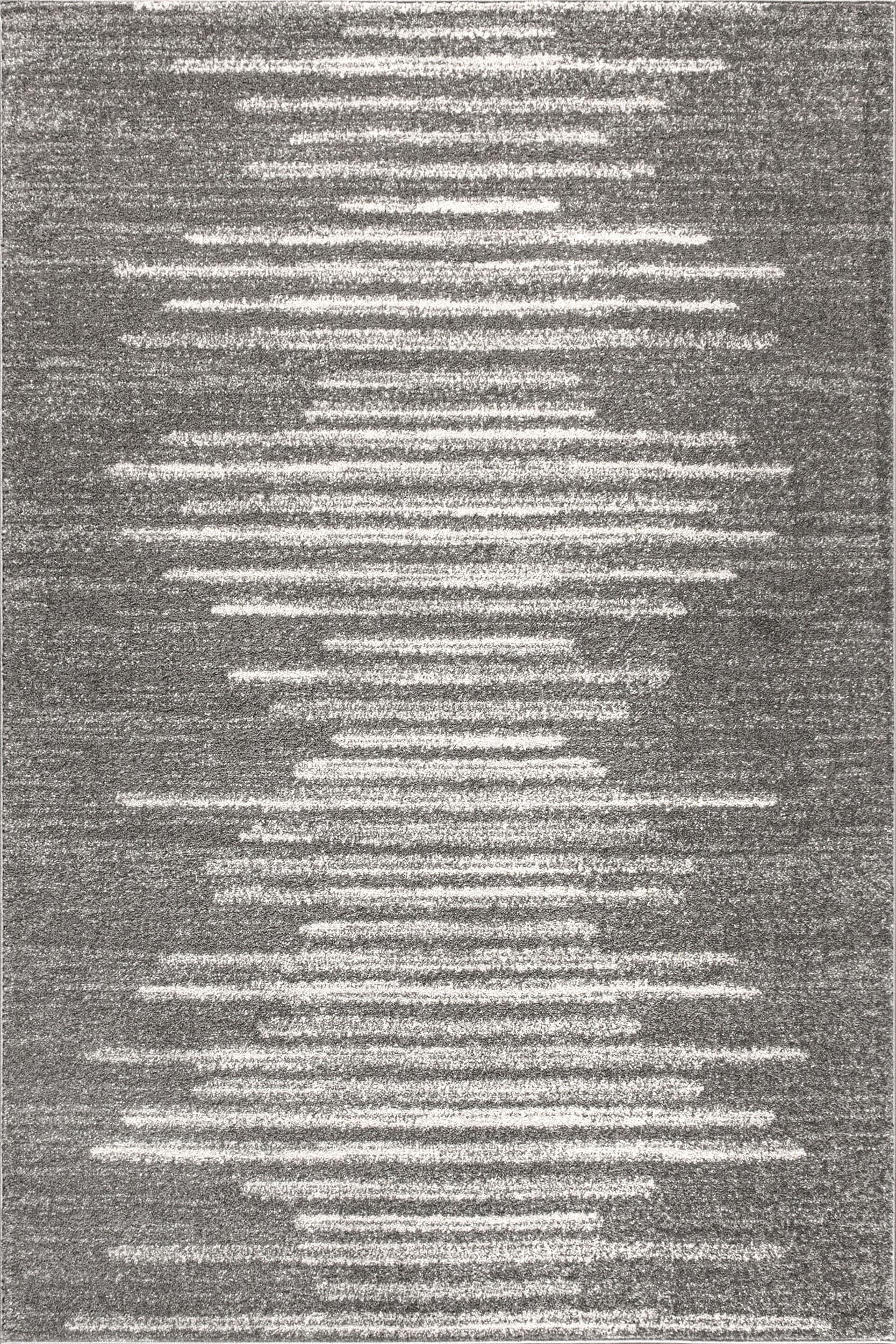 8'x10' Aya Berber Stripe Geometric Area Rug, Gray/Cream - JONATHAN Y