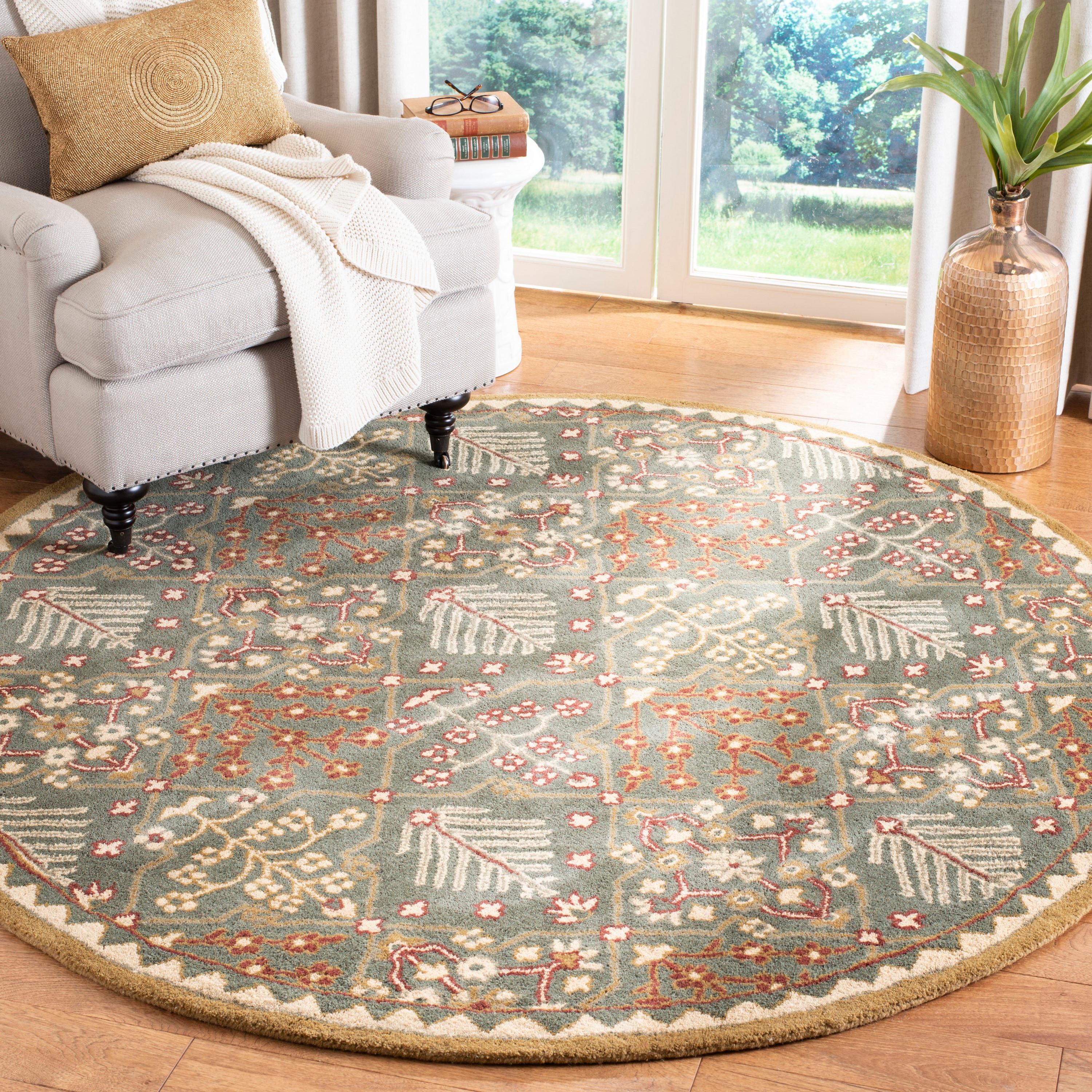 Antiquity AT613 Hand Tufted Area Rug - Light Blue/Gold - 8' round - Safavieh.