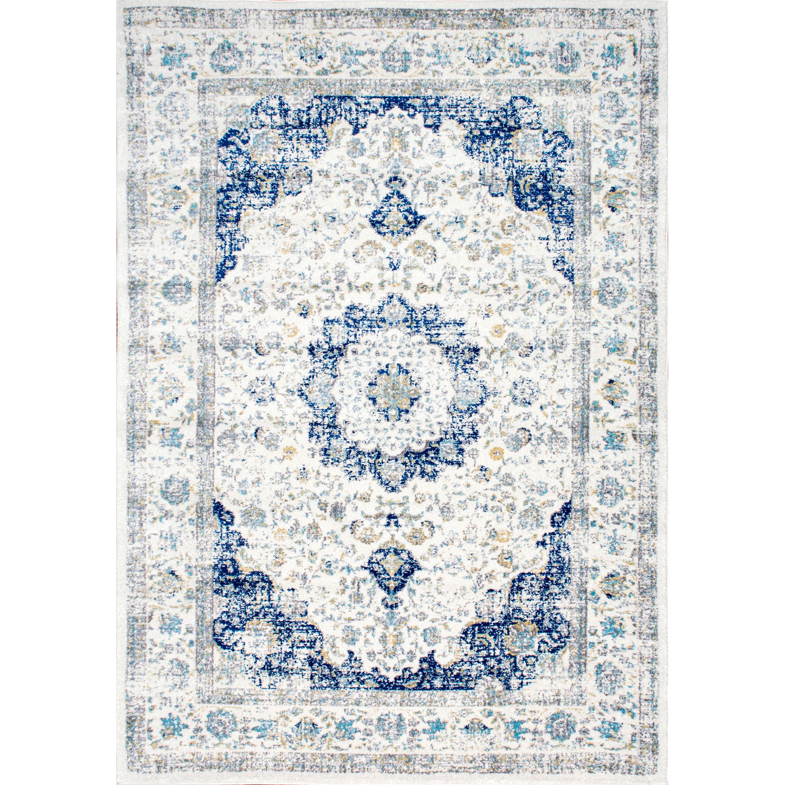 12'x15' Verona Vintage Persian Style Area Rug Blue - nuLOOM: Geometric Pattern, Low Pile, Indoor Rectangle Rug
