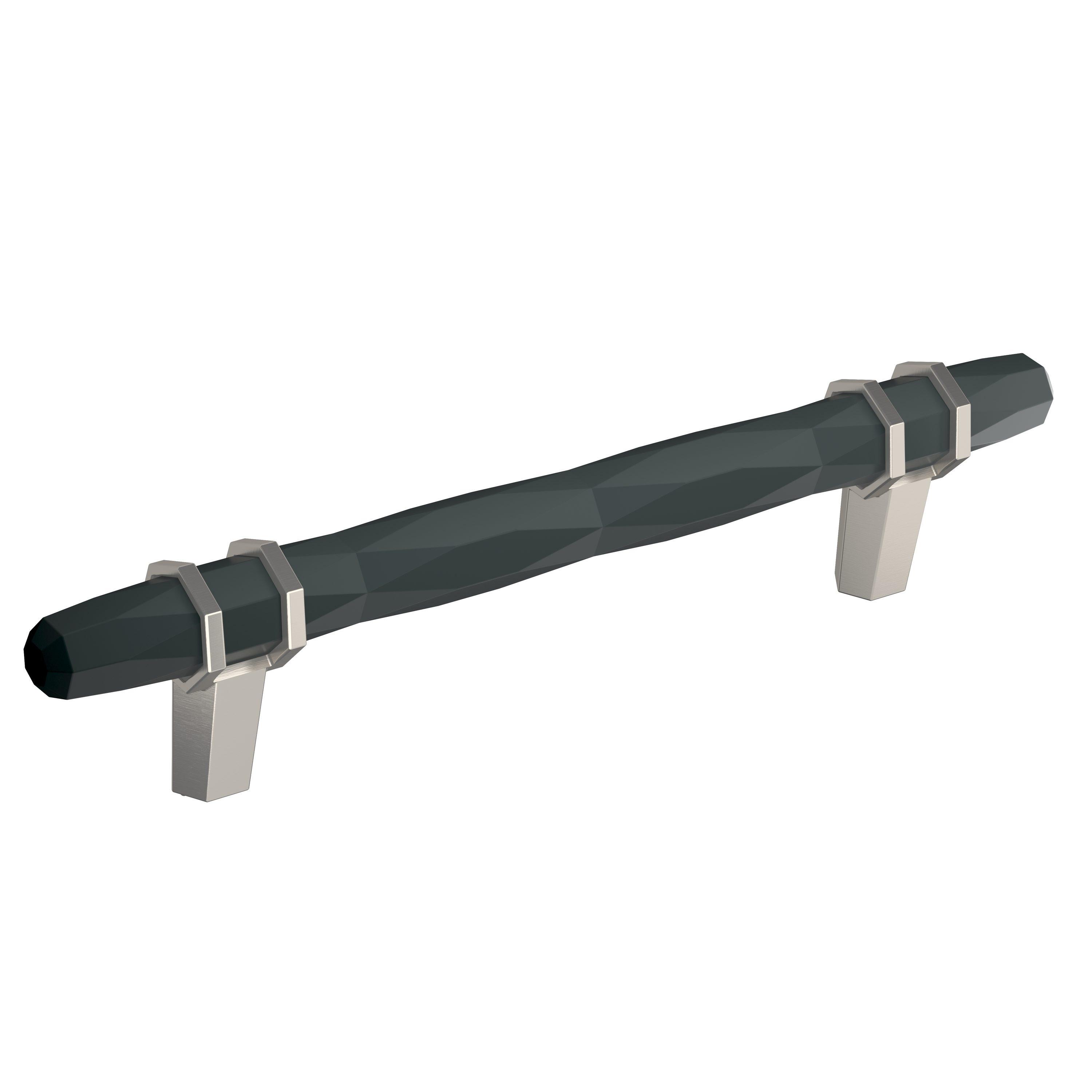 Amerock London 5-1/16 inch (128mm) Center-to-Center Black Bronze/Satin Nickel Cabinet Pull