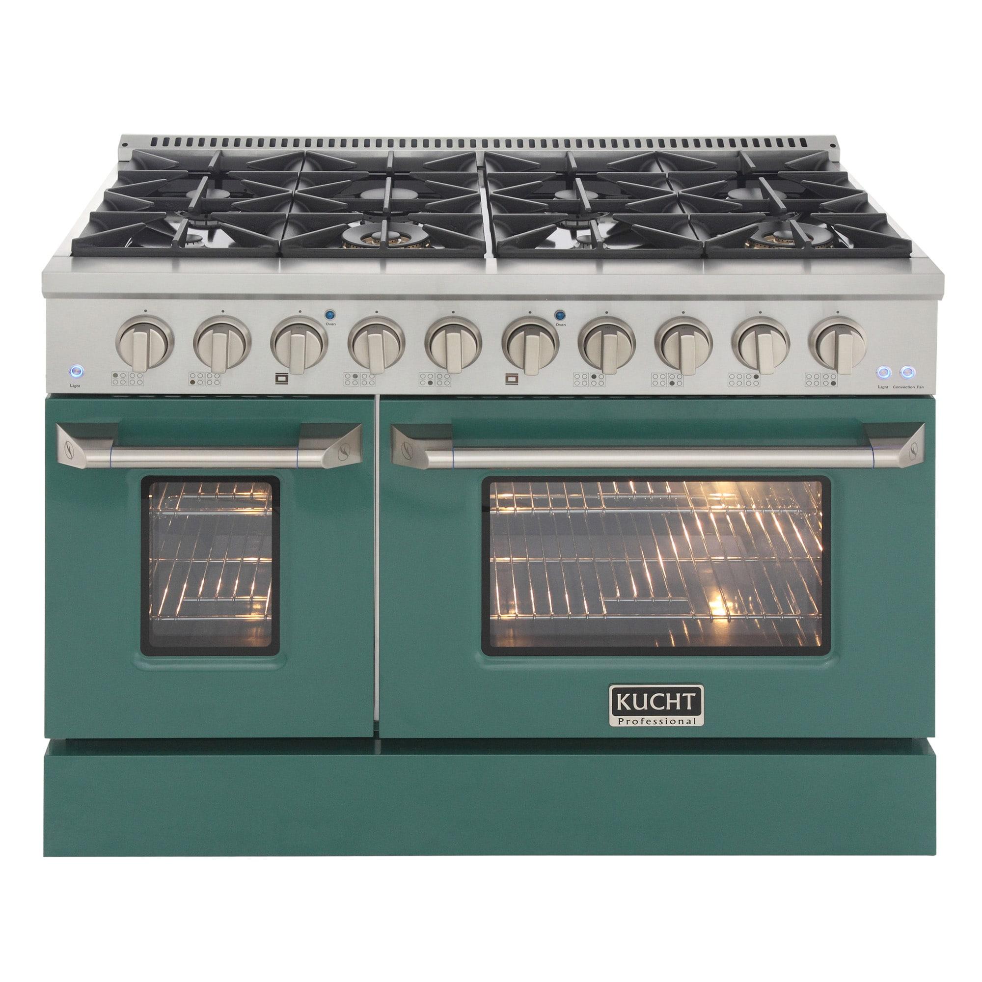 Kucht Professional 48" Stainless Steel Natural Gas Range in Silver/Green