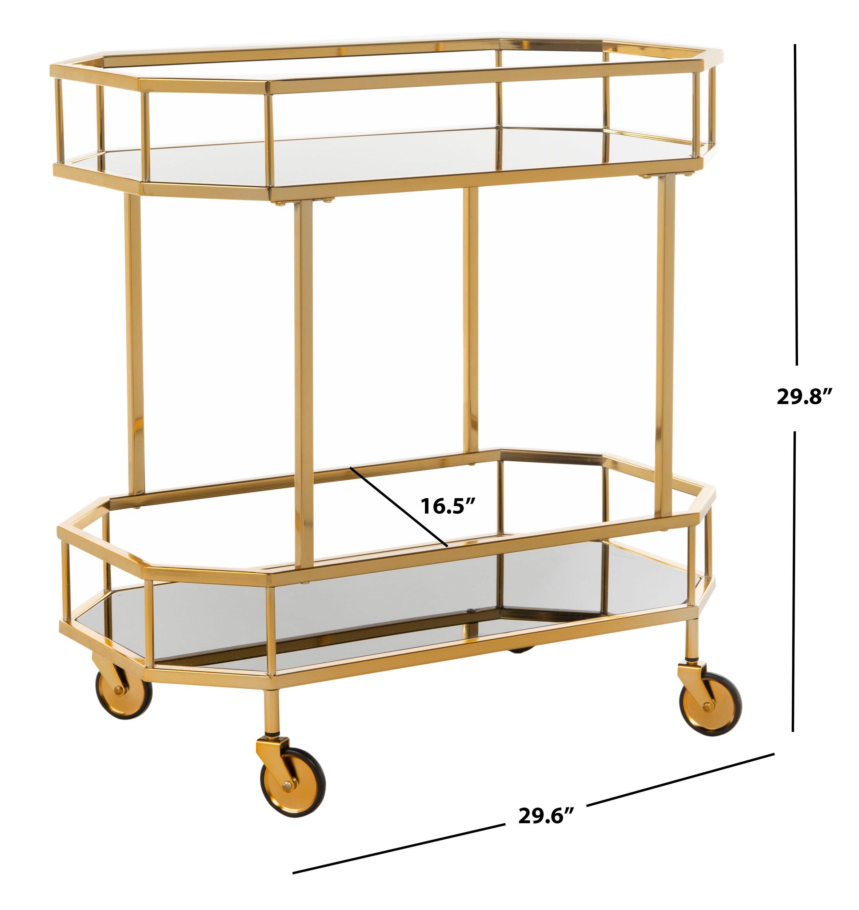 Silva 2 Tier Octagon Bar Cart - BCT8004C - Brass/Black - Safavieh