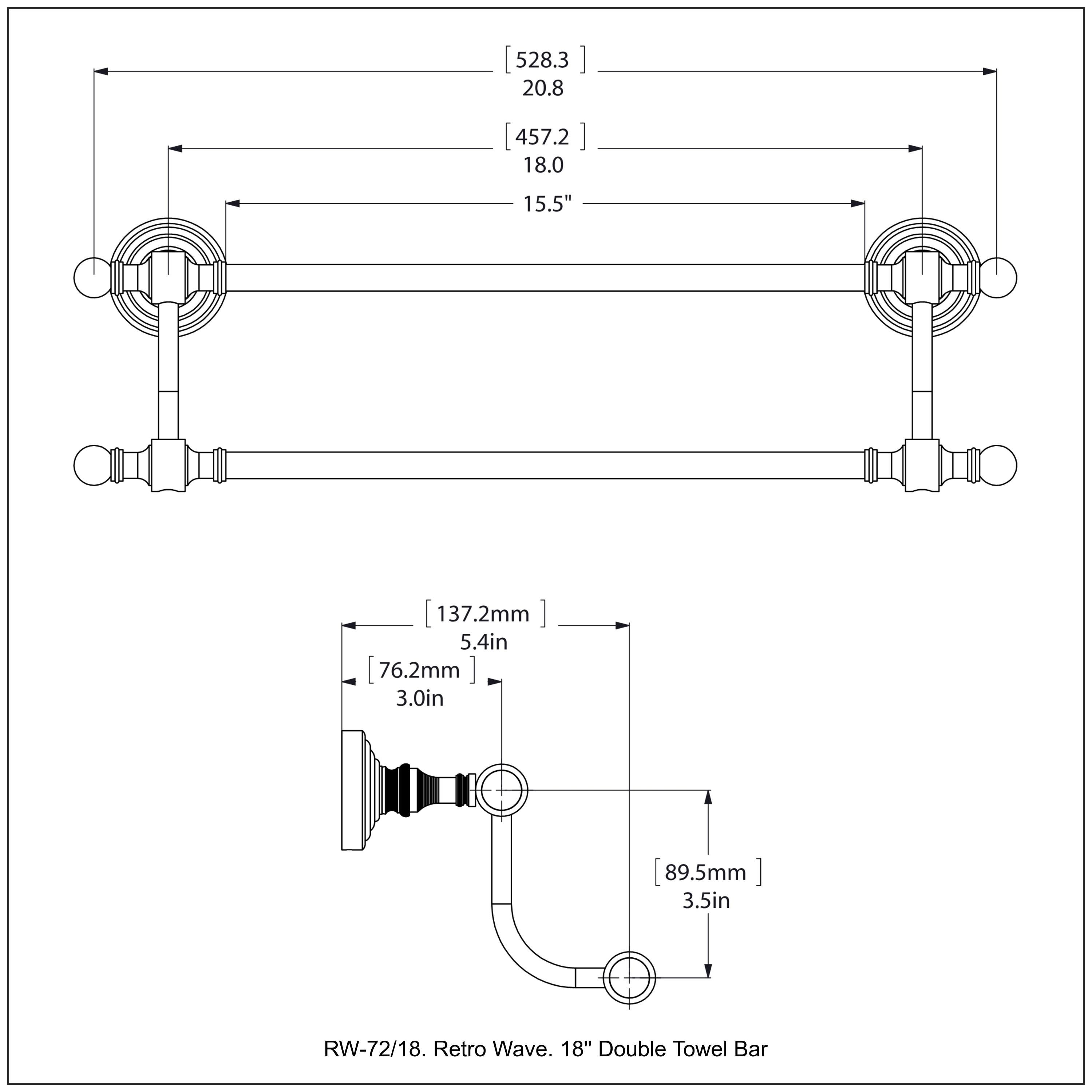 Satin Brass Double Wall Mounted Towel Bar, 18 Inch