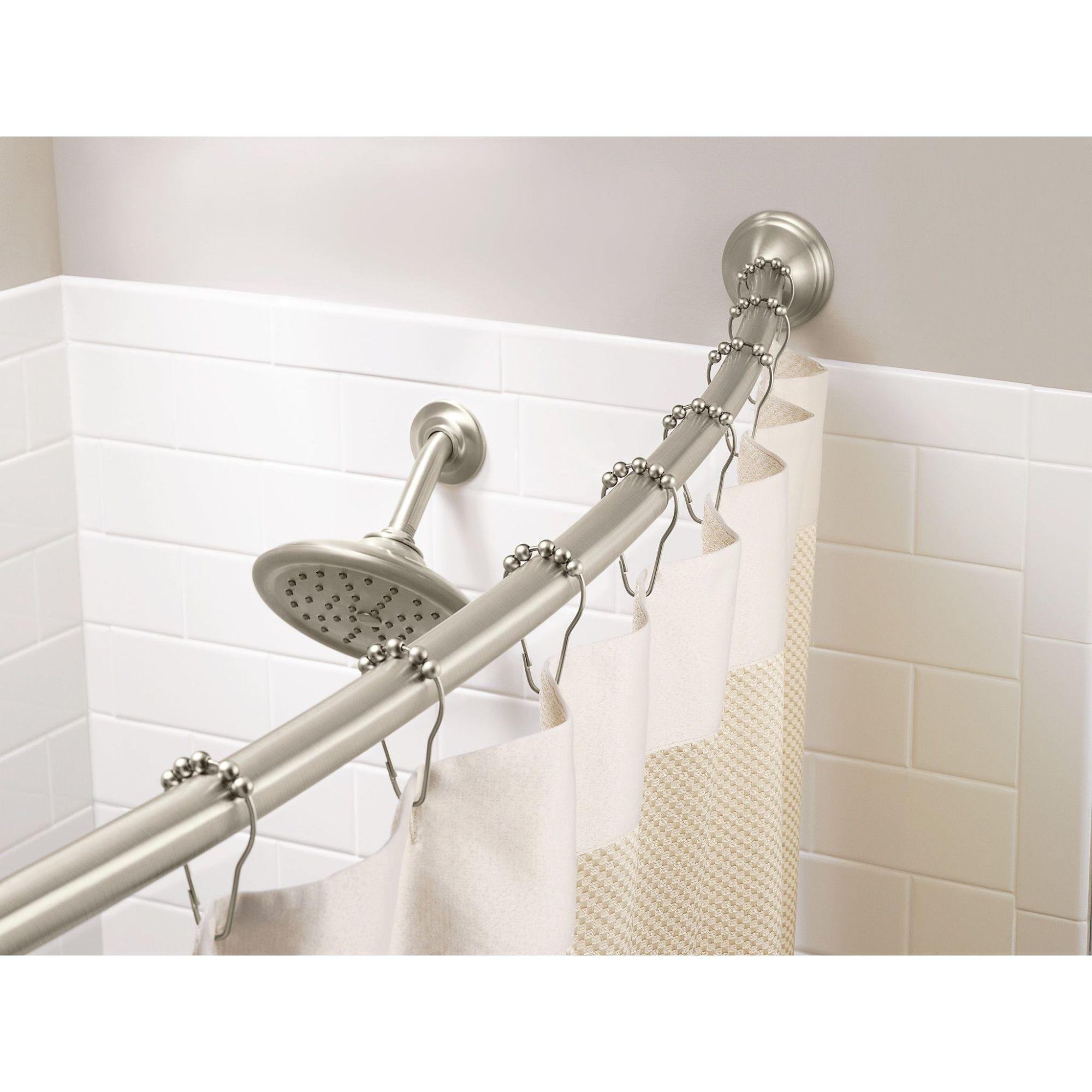Moen 54-Inch to 72-Inch Adjustable Length Fixed Mount Single Curved Shower Curtain Rod