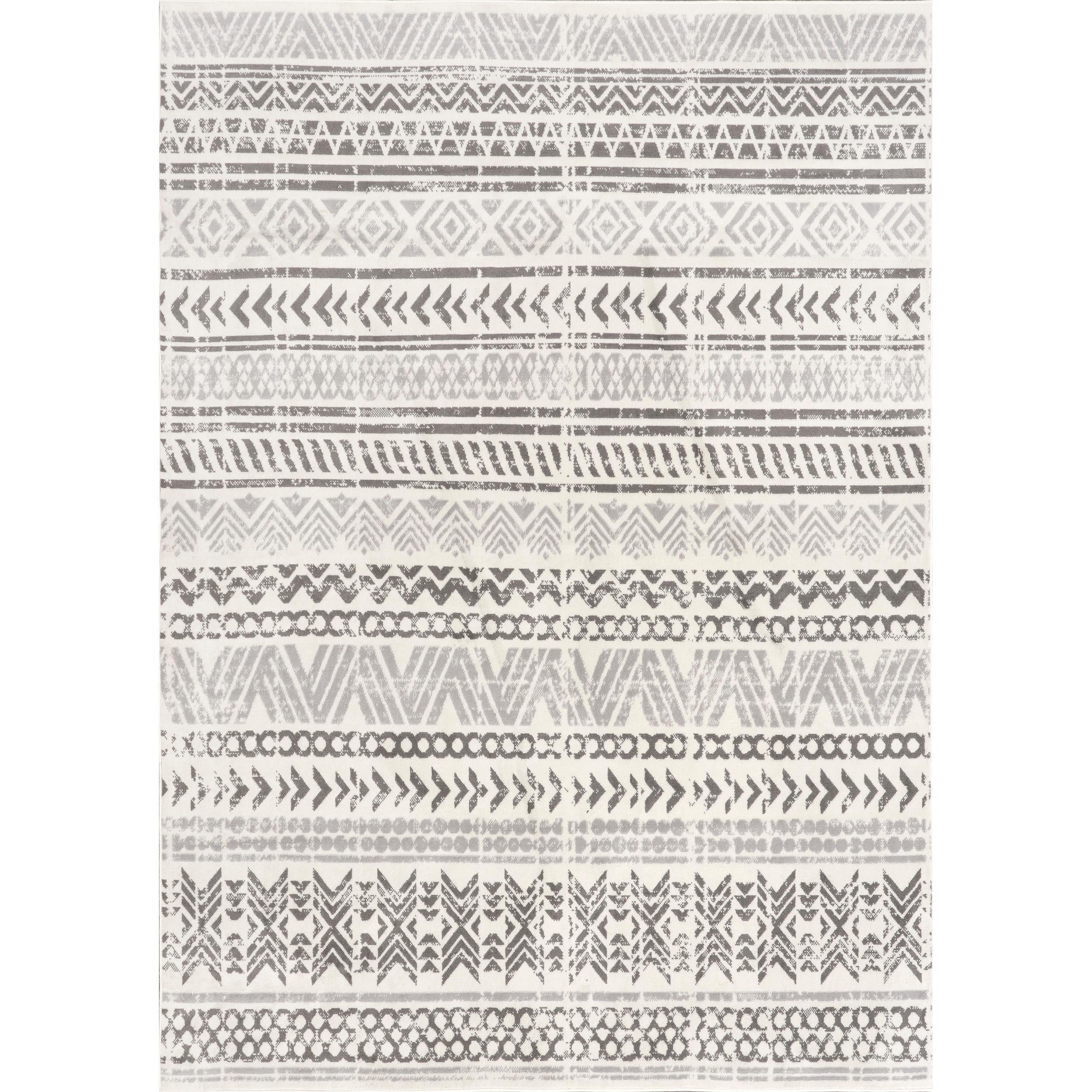 Nuloom Chloe Geometric 5x8 Indoor Area Rug for Living Room Bedroom Dining Room Kitchen, Light Grey/Ivory