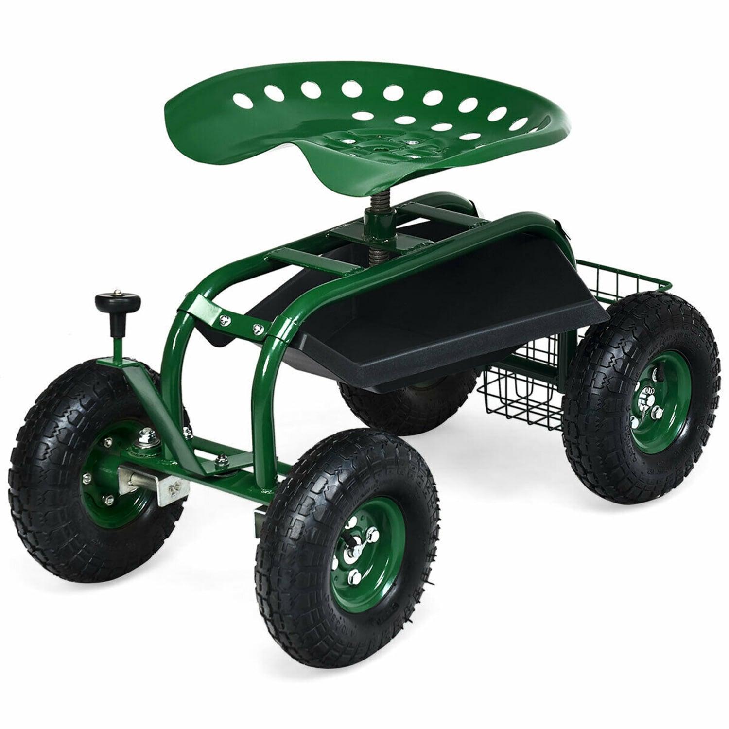 Spaco 4-Wheel Rolling Garden Cart Work Seat, Wagons Carts, Carts with Wheels, Utility Cart